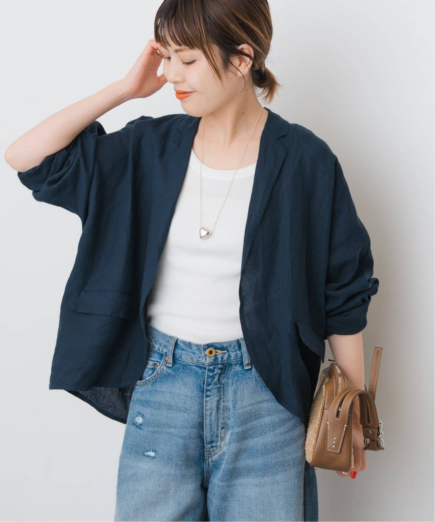 今期定価29700円TICCAティッカ シャツジャケット 濃紺 TICCA / ティッカ 別注リネンシャツジャケット（テーラード