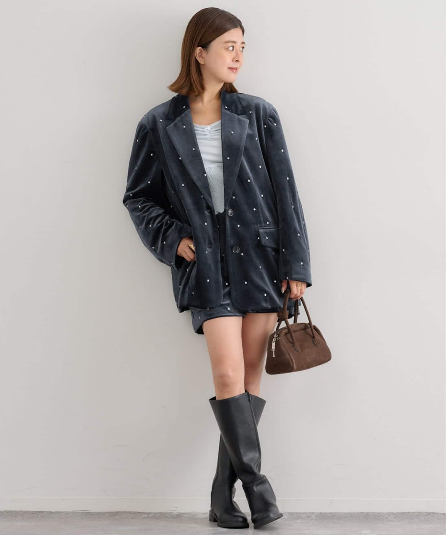 ROLL ベロア刺繍ジャケット　ブルゾン ROLL ベロア刺繍ジャケット ブルゾン POWER TO THE PEOPLE