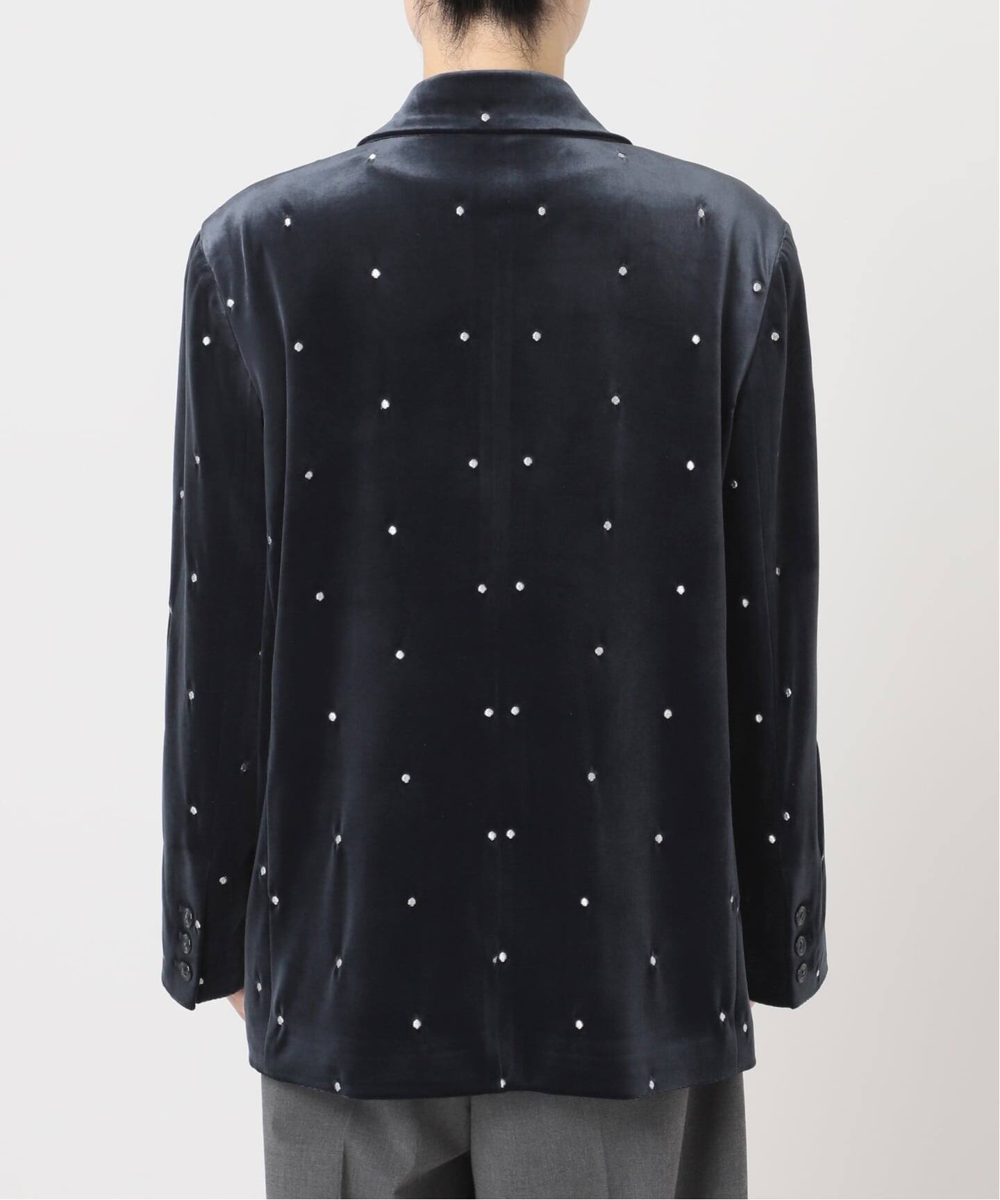 ドット刺繍ベロアジャケット（テーラードジャケット）｜U by