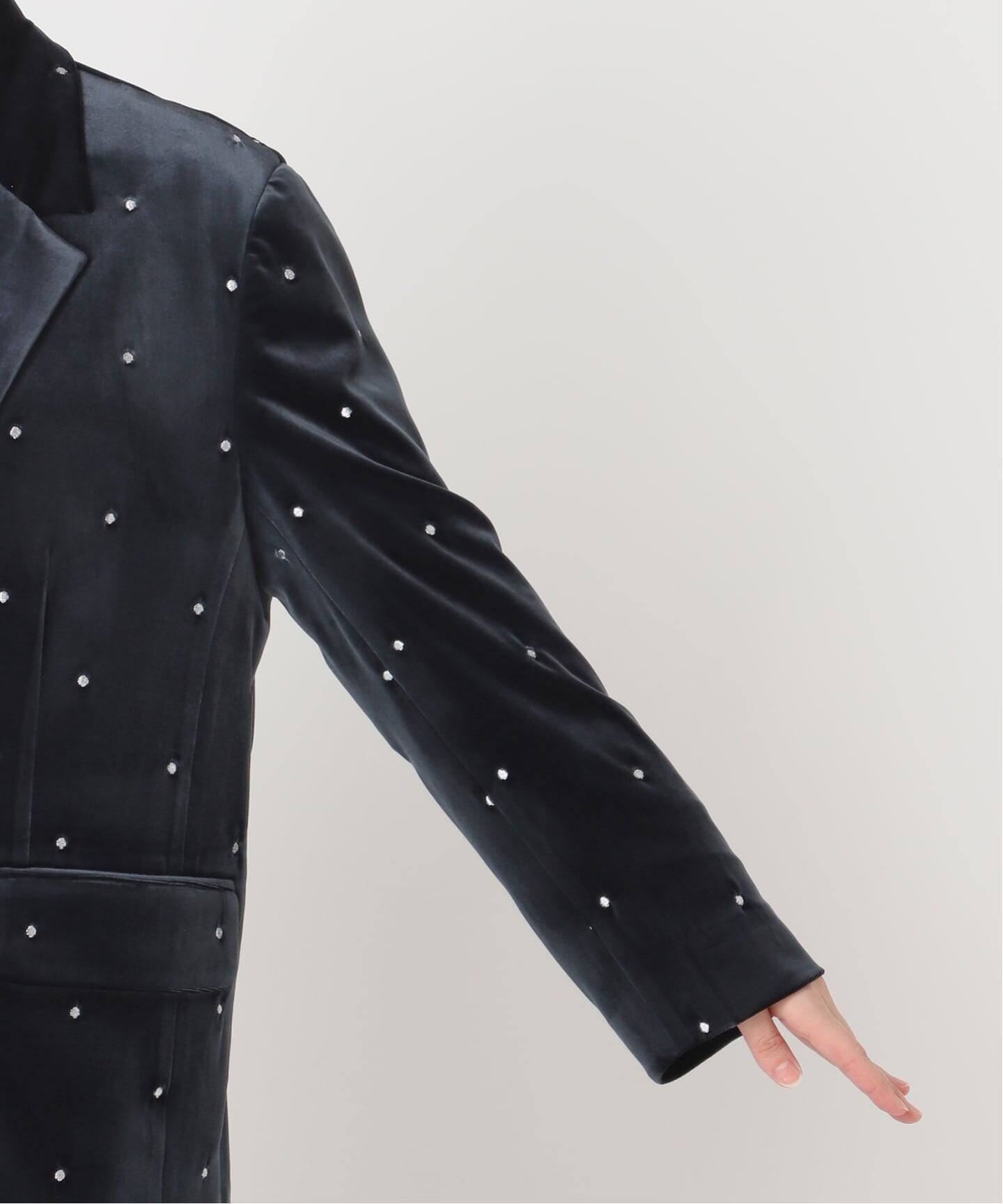 ドット刺繍ベロアジャケット（テーラードジャケット）｜U by