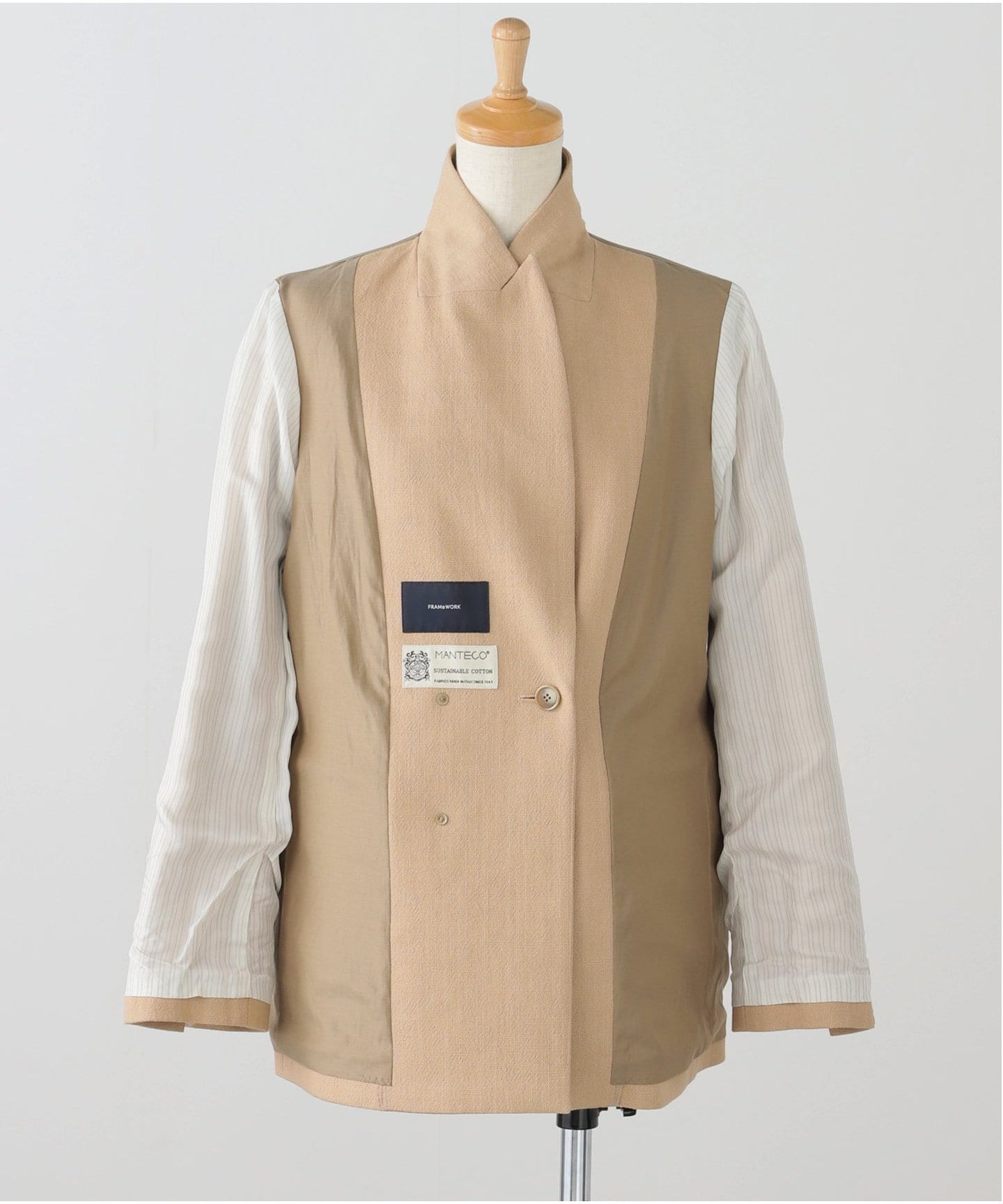 FRAMeWORK ベージュ テーラードジャケット Fサイズ　新品　ベイクルーズ CHARKAピークドラペルジャケット（テーラードジャケット）｜FRAMeWORK