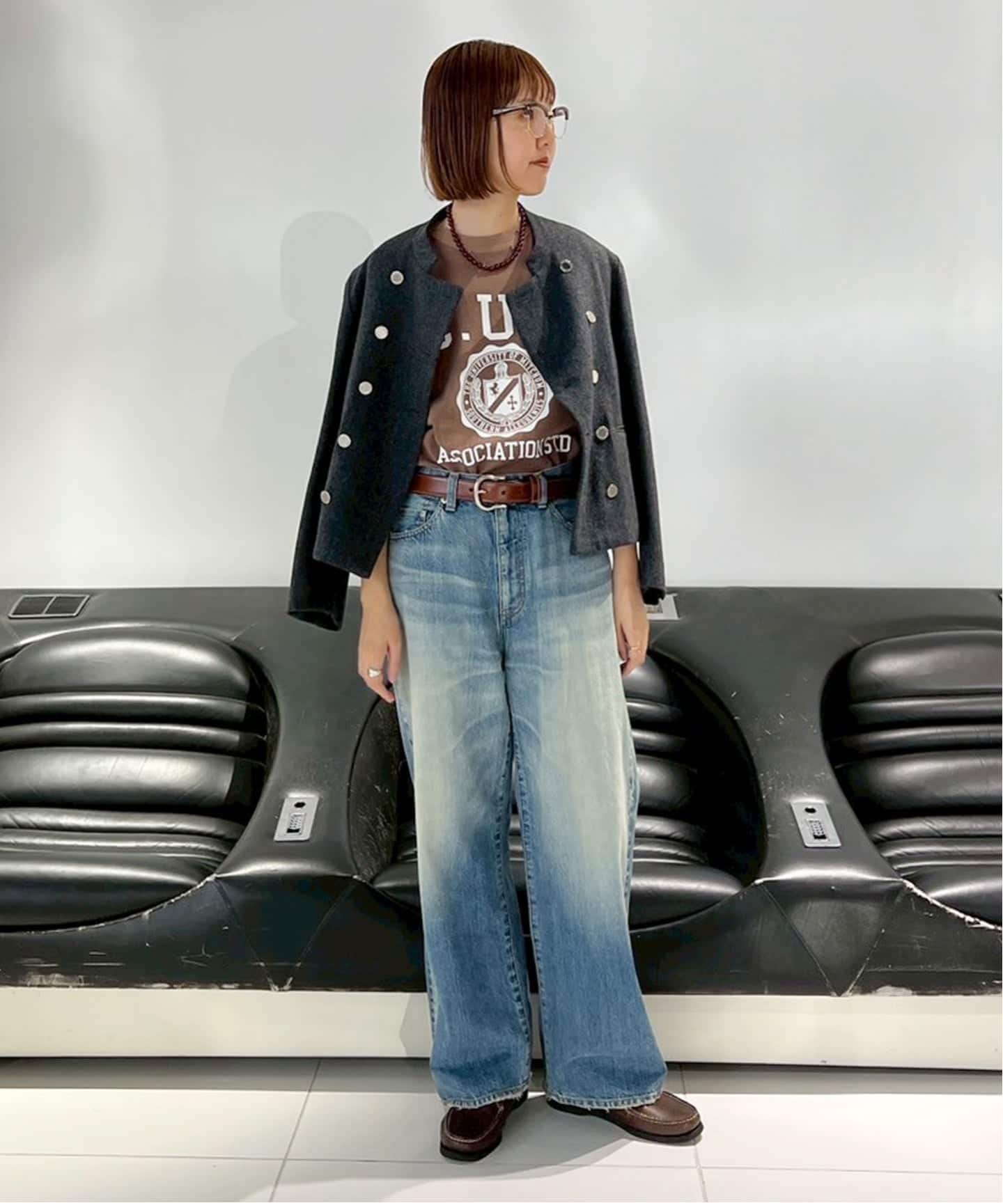 12/7.8 タイムセール！Framework クチュールドアダムツイードコート COUTURE D`ADAM/クチュールドアダム 別注ヘリンボーンクラシック