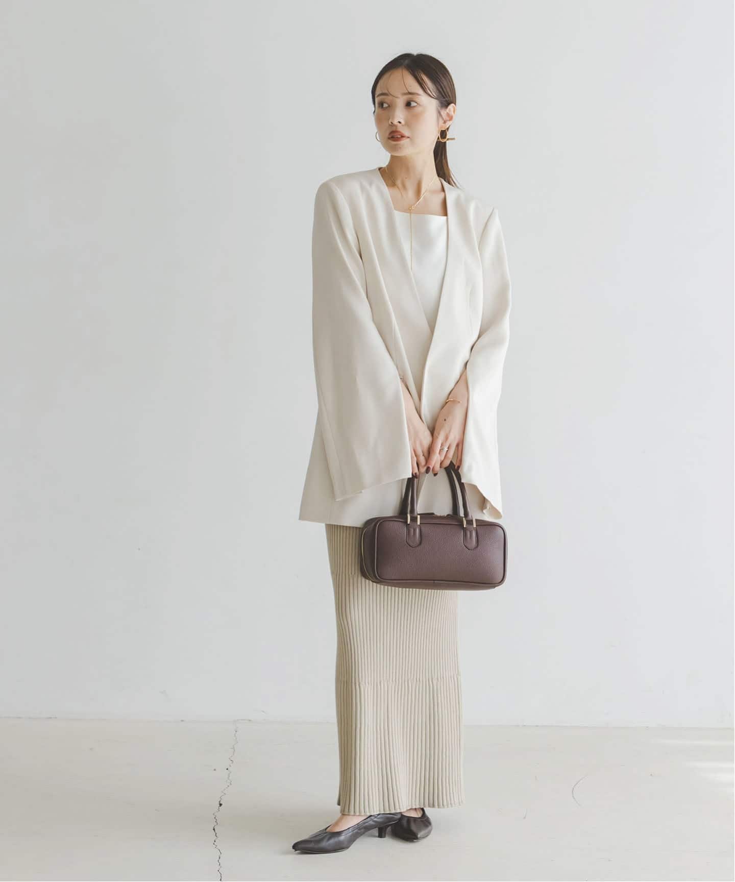 追加2》スリーブスリットケープジャケット（ノーカラージャケット