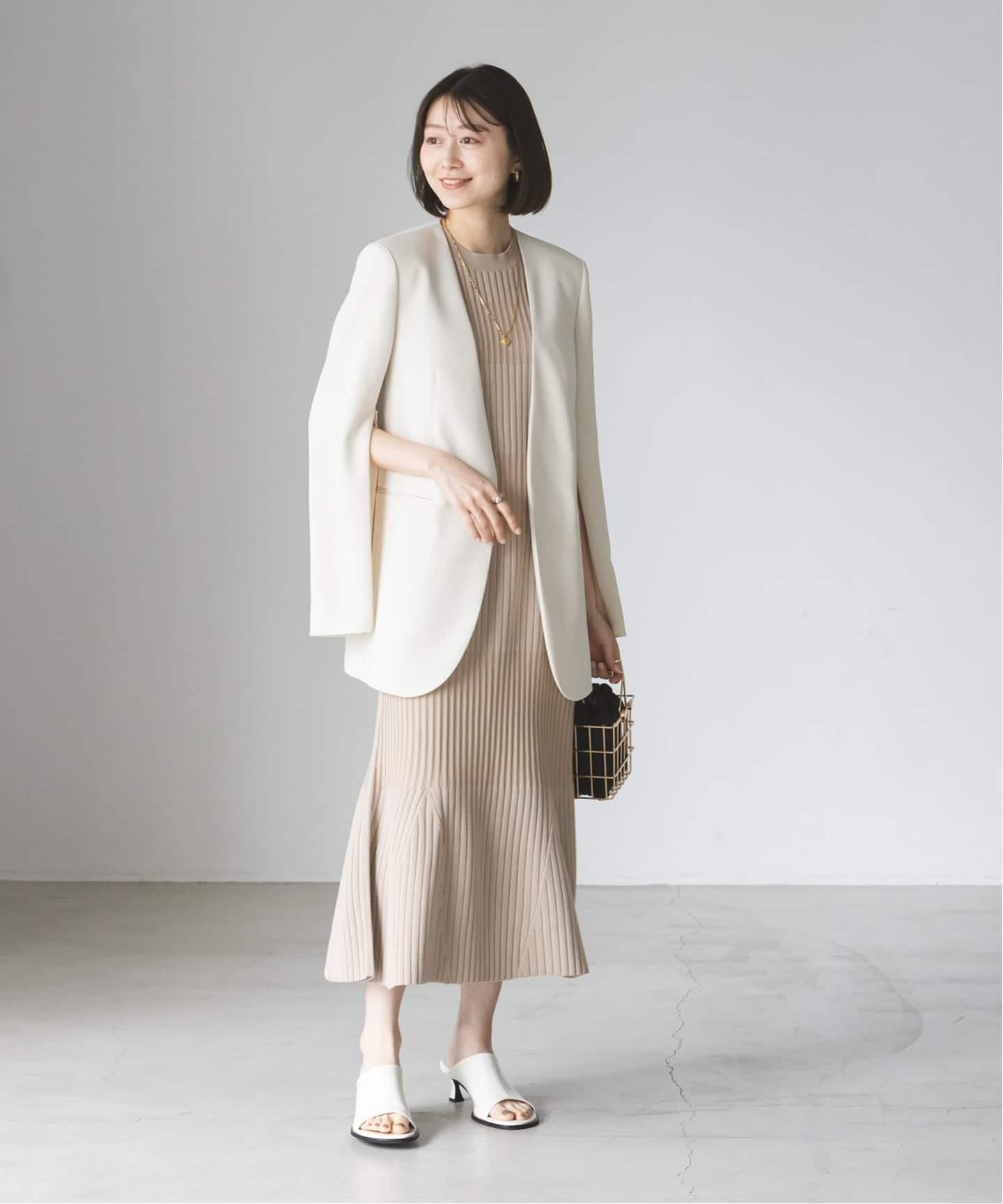 追加2》スリーブスリットケープジャケット（ノーカラージャケット