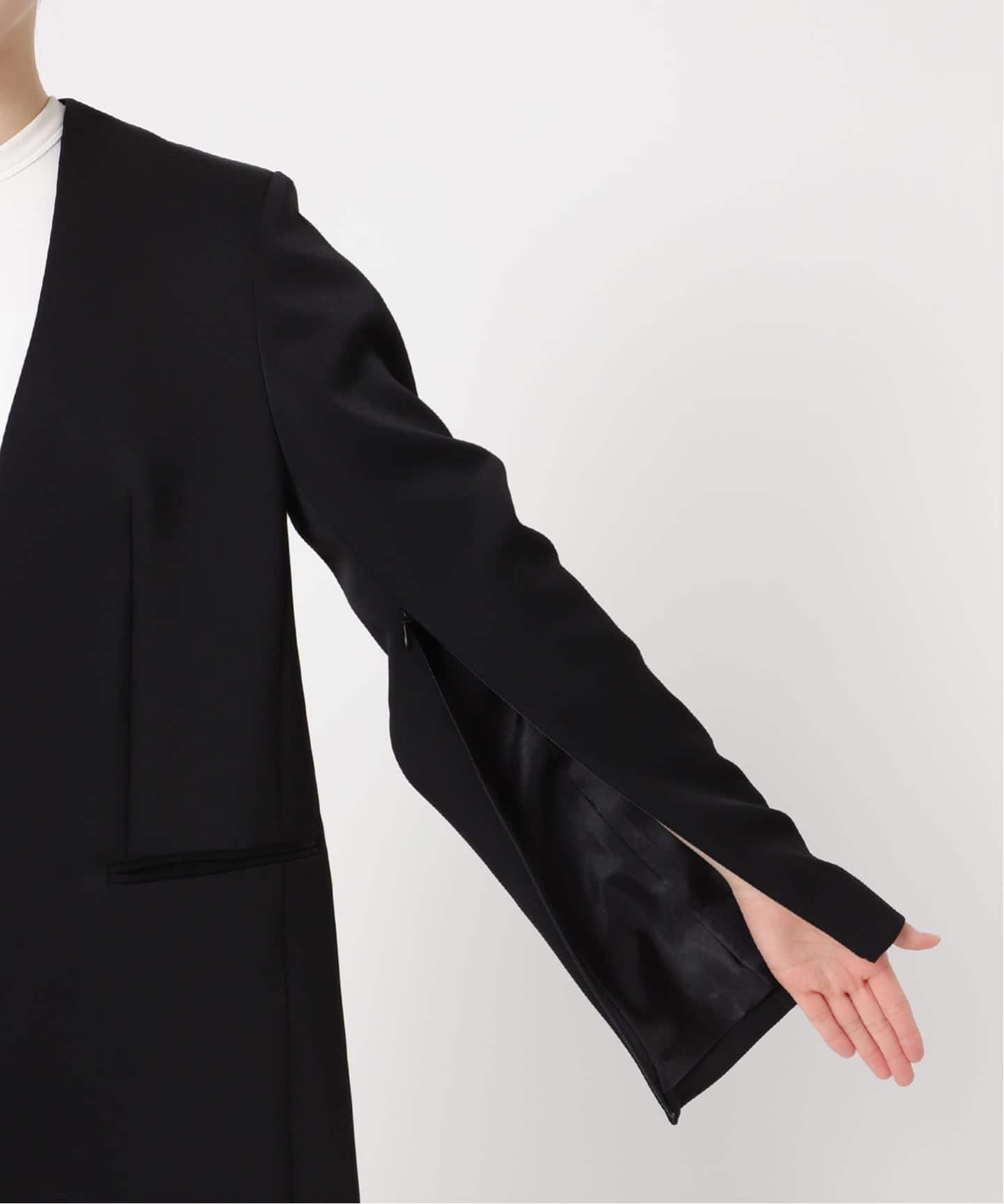 追加2》スリーブスリットケープジャケット（ノーカラージャケット