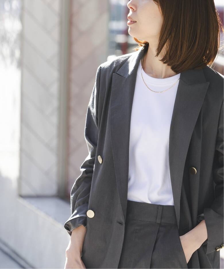 追加予約》麻ストレッチピークドラペルダブルジャケット（テーラード  