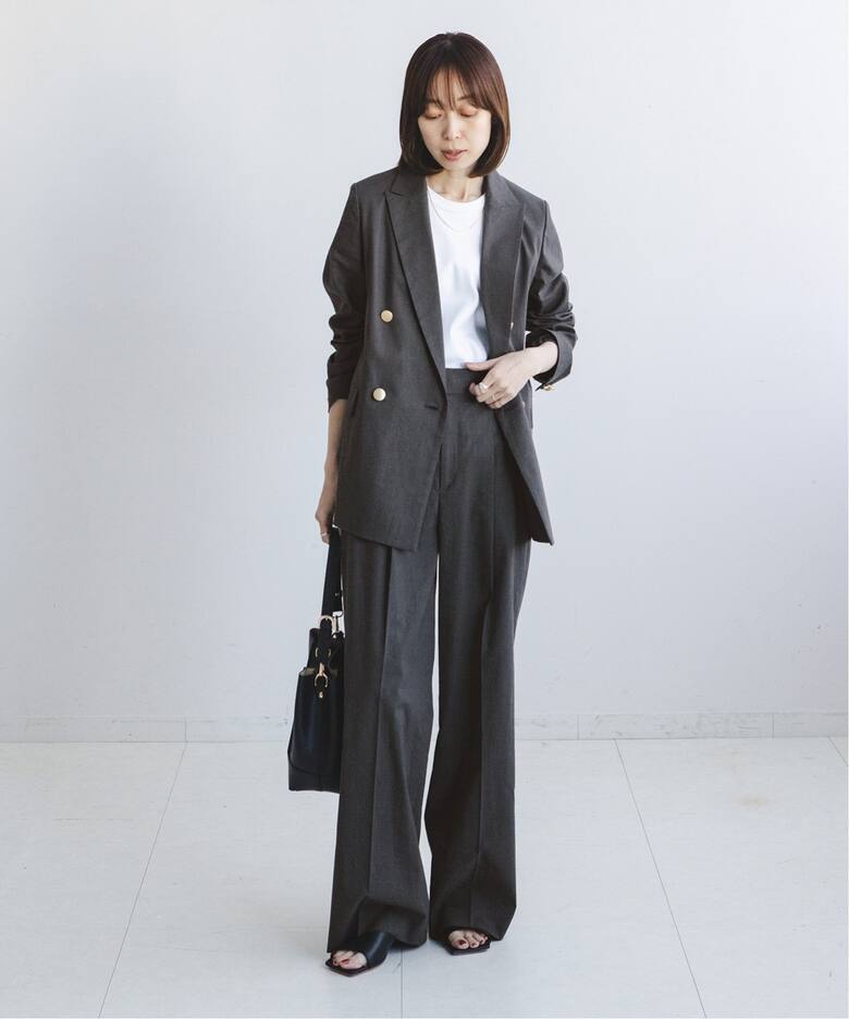 追加》麻ストレッチピークドラペルダブルジャケット（テーラード  