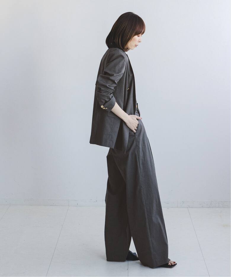 追加予約》麻ストレッチピークドラペルダブルジャケット（テーラード  