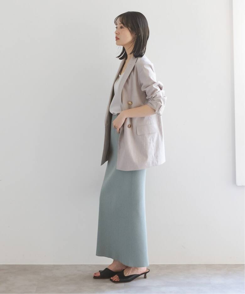 追加予約》麻ストレッチピークドラペルダブルジャケット（テーラード  