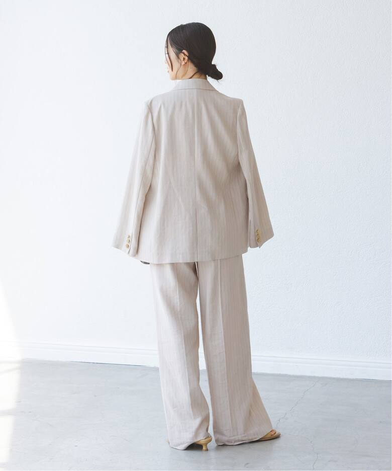 追加予約》麻ストレッチピークドラペルダブルジャケット（テーラード  