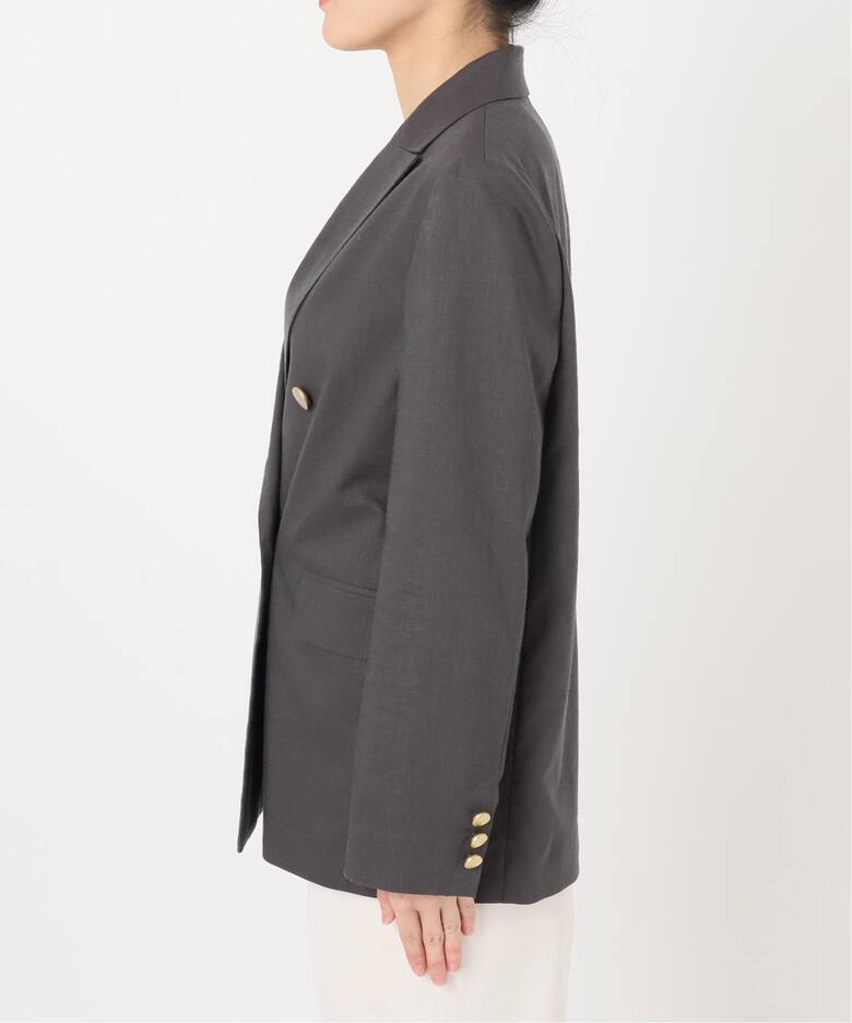追加予約》麻ストレッチピークドラペルダブルジャケット（テーラード  
