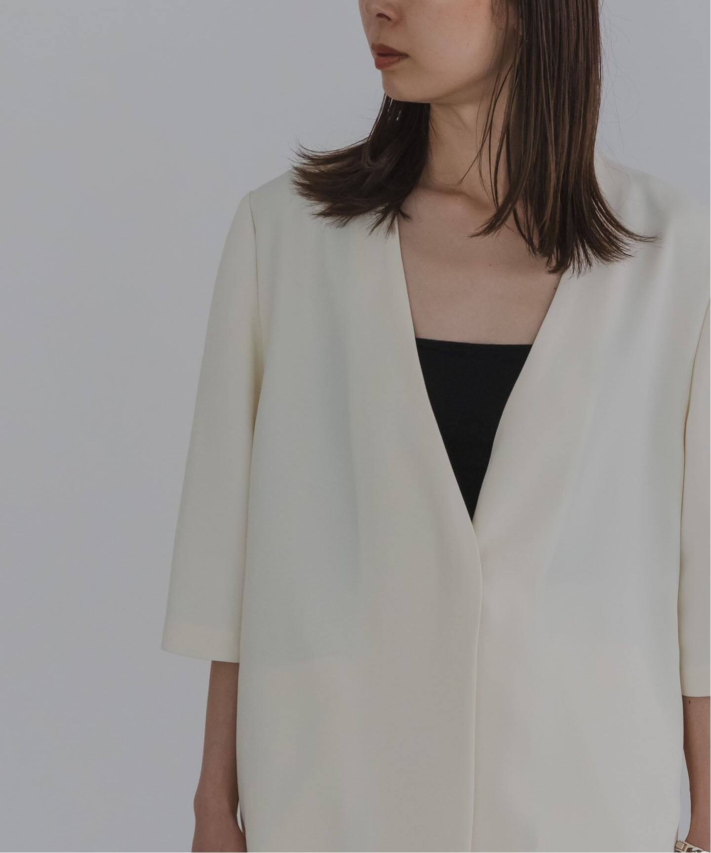 ELENI/エルニ ライトクロスハーフスリーブジャケット（ノー