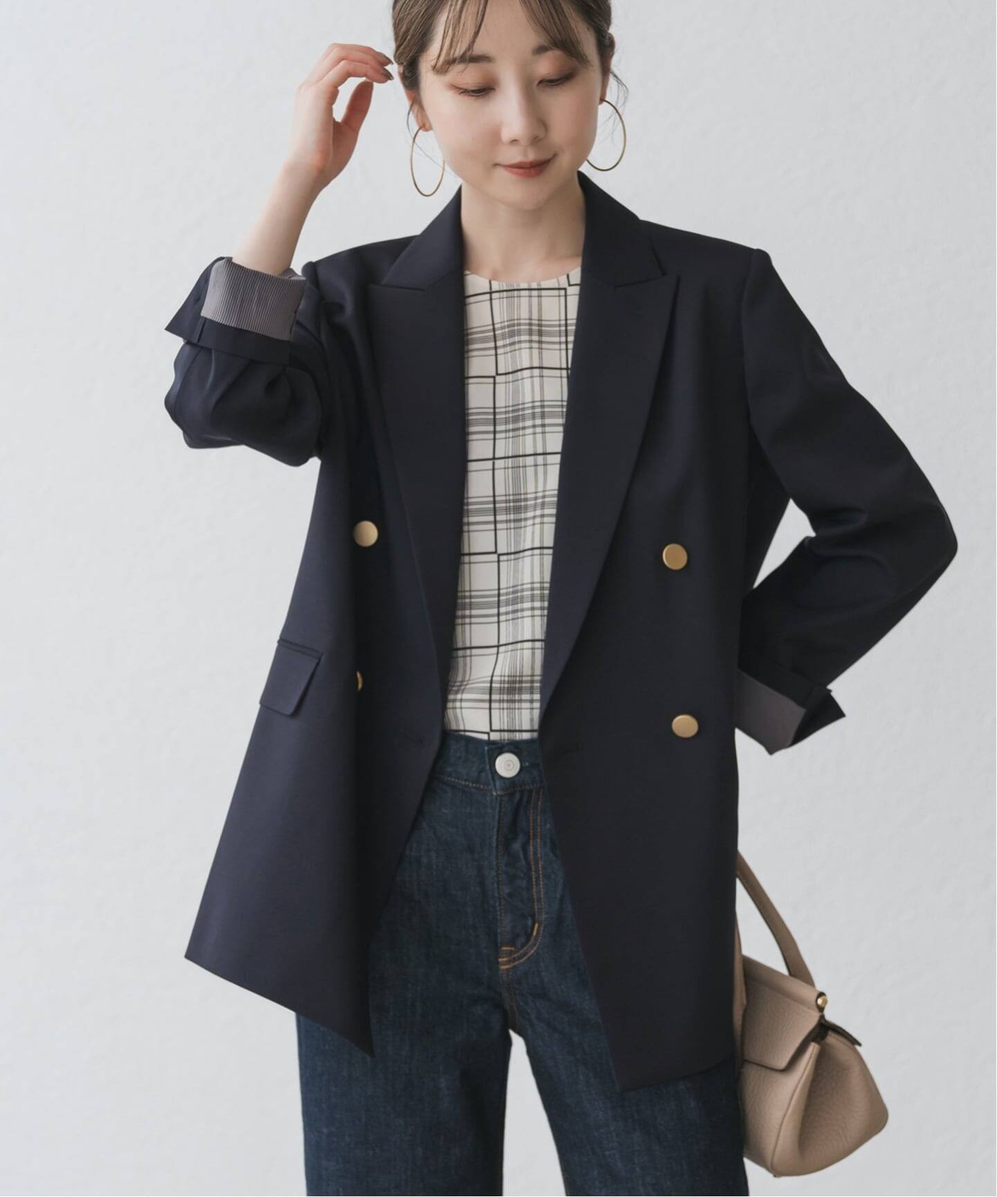 【美品】NOBLE ノーブル トリコチンピークドラペルジャケット ベージュ 34 Noble（ノーブル）の「トリコチンピークドラペルジャケット