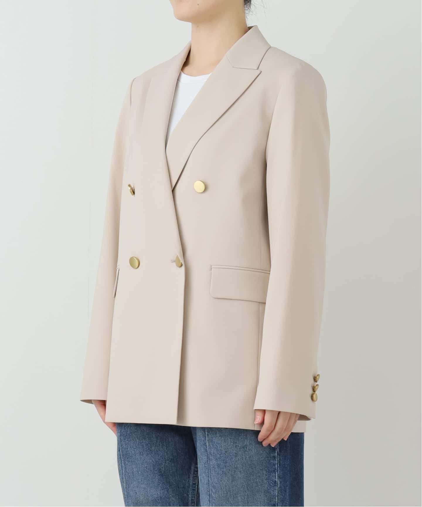 【美品】NOBLE ノーブル トリコチンピークドラペルジャケット ベージュ 34 Noble（ノーブル）の「トリコチンピークドラペルジャケット