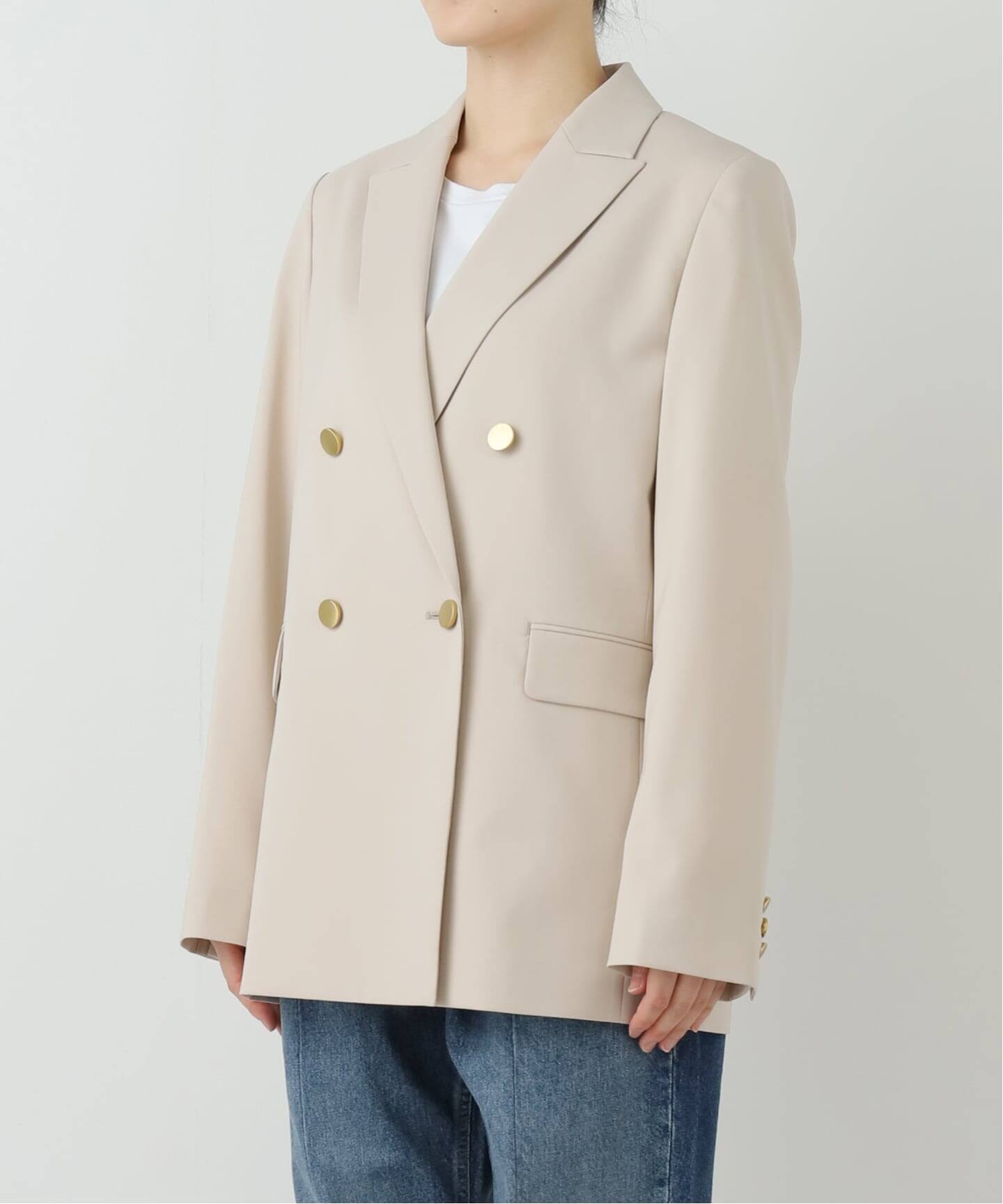 【美品】NOBLE ノーブル トリコチンピークドラペルジャケット ベージュ 34 Noble（ノーブル）の「トリコチンピークドラペルジャケット