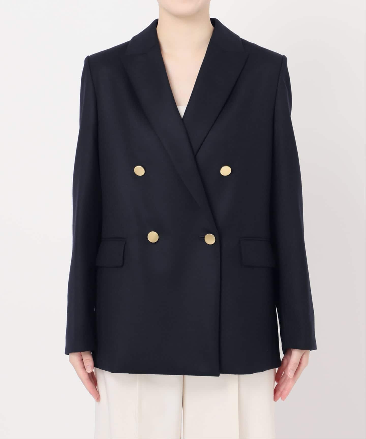 【美品】NOBLE ノーブル トリコチンピークドラペルジャケット ベージュ 34 美品】NOBLE ノーブル トリコチンピークドラペルジャケット