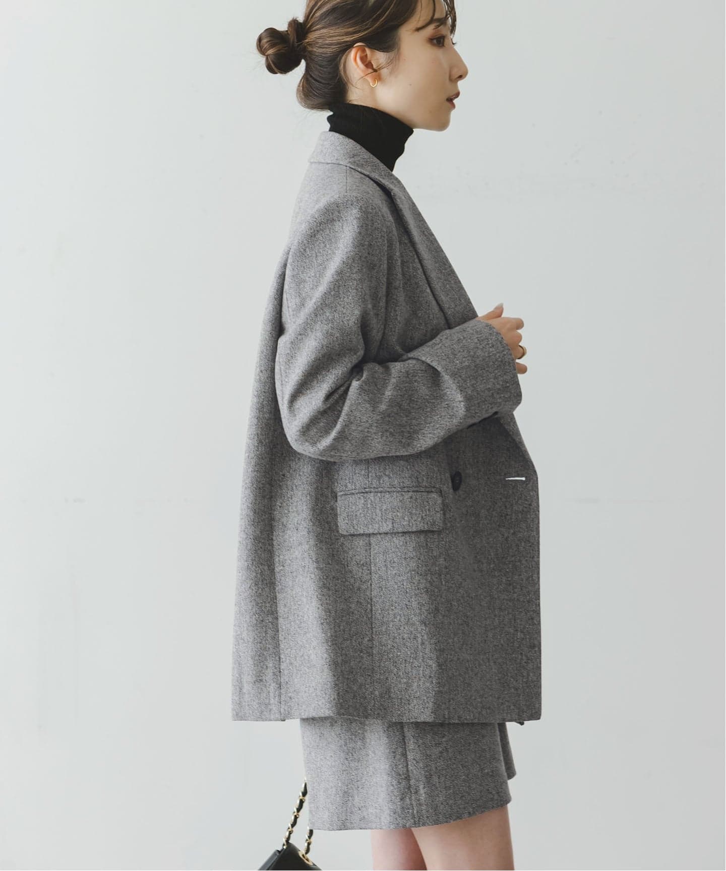 ネップツイードピークドラペルジャケット（テーラードジャケット