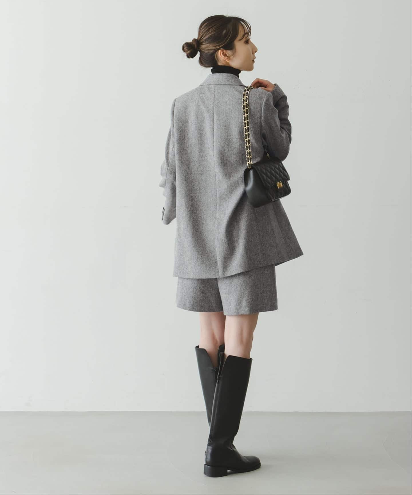 Noble カラーネップウールピークドマキシジャケット