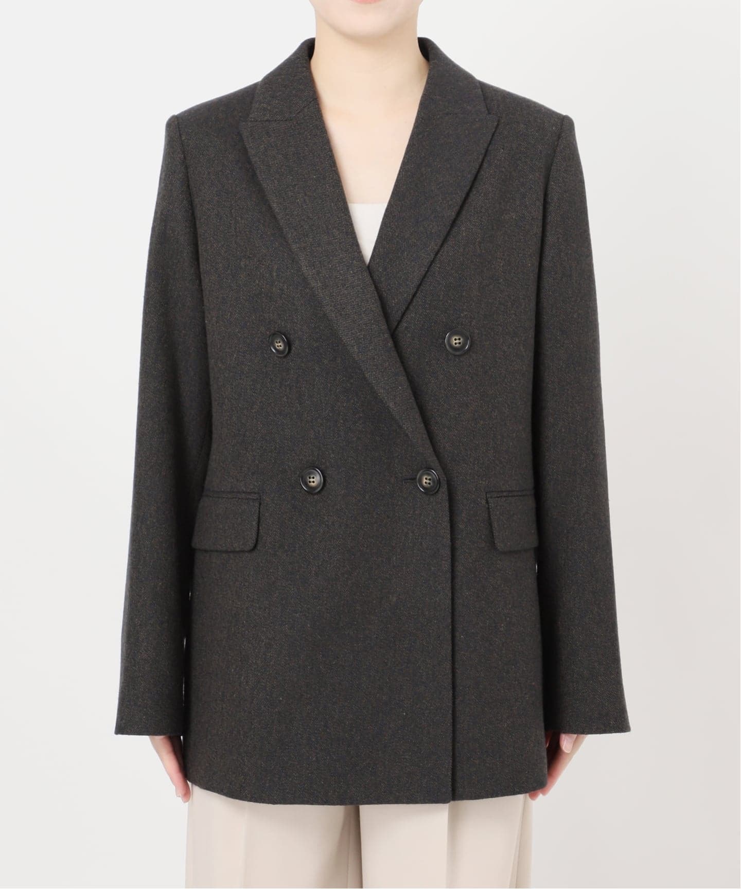 ネップツイードピークドラペルジャケット（テーラードジャケット