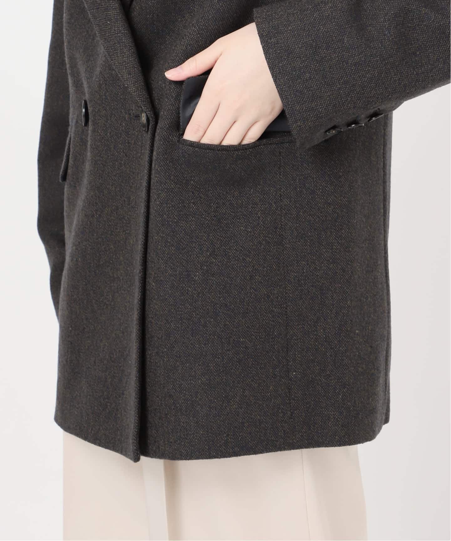 ネップツイードピークドラペルジャケット（テーラードジャケット