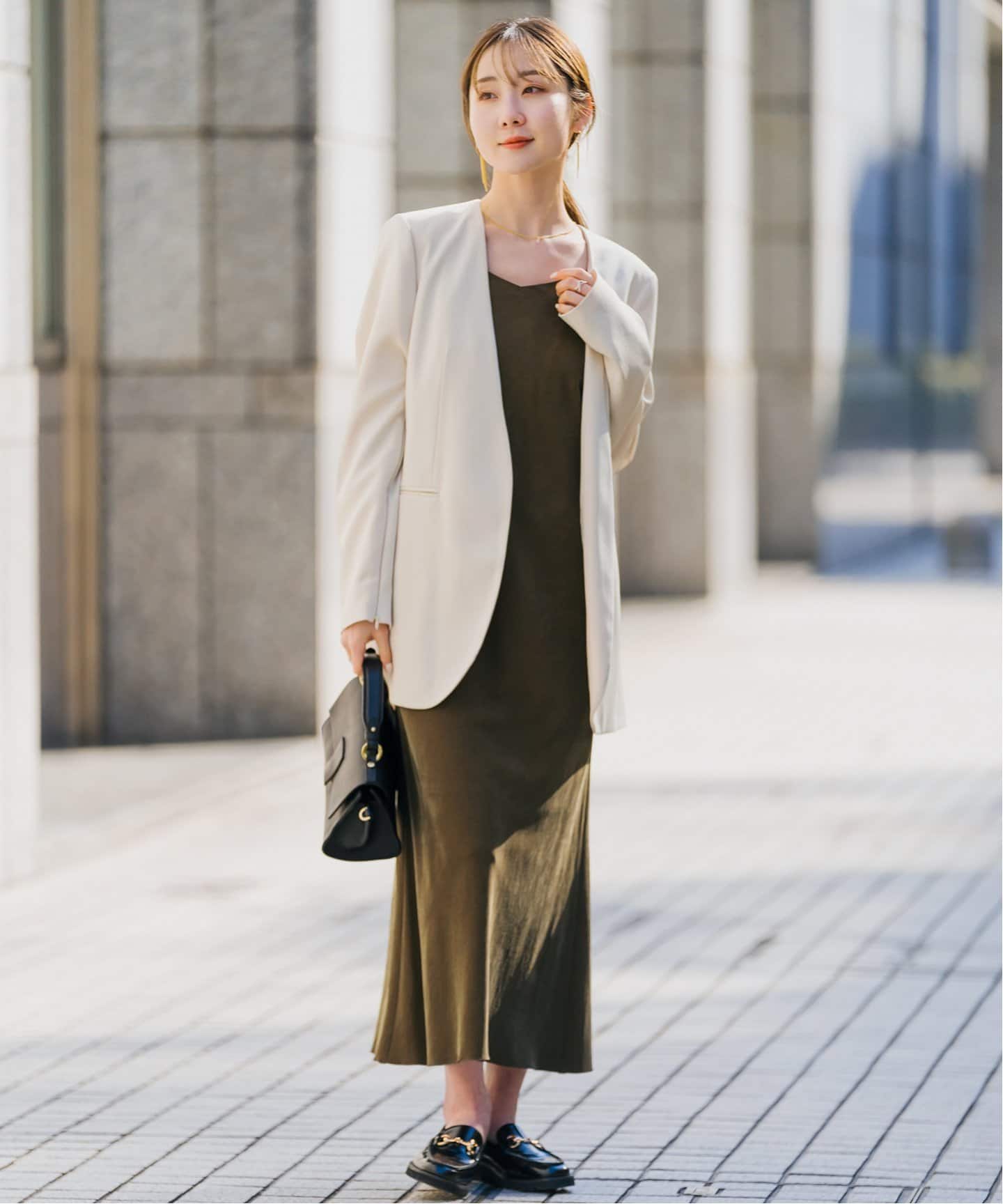 追加》スリーブスリットケープジャケット（ノーカラージャケット