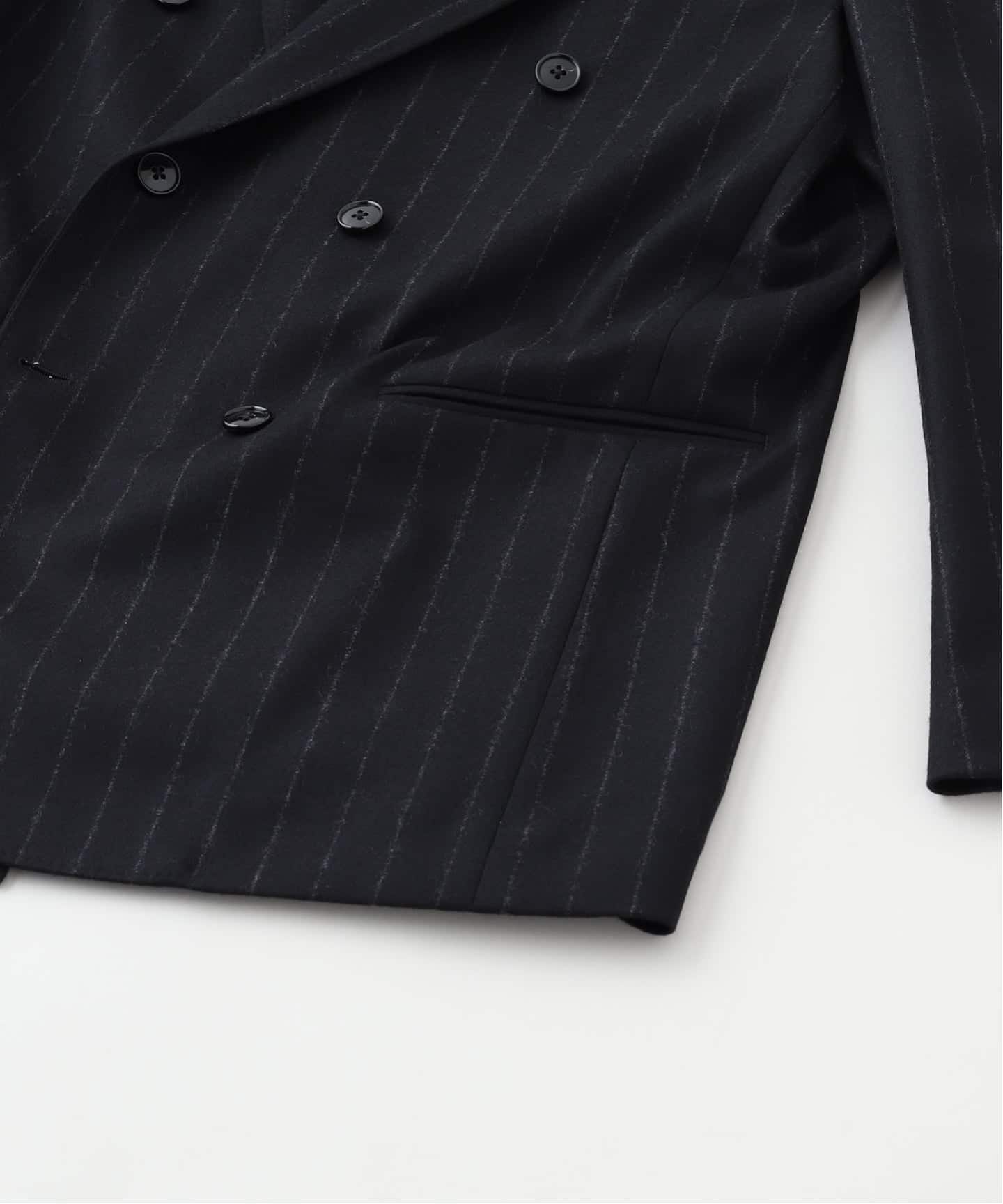 ★美品★ebure★カシミヤダブルジャケット★ リネンレーヨンストレッチ ダブルブレストジャケット