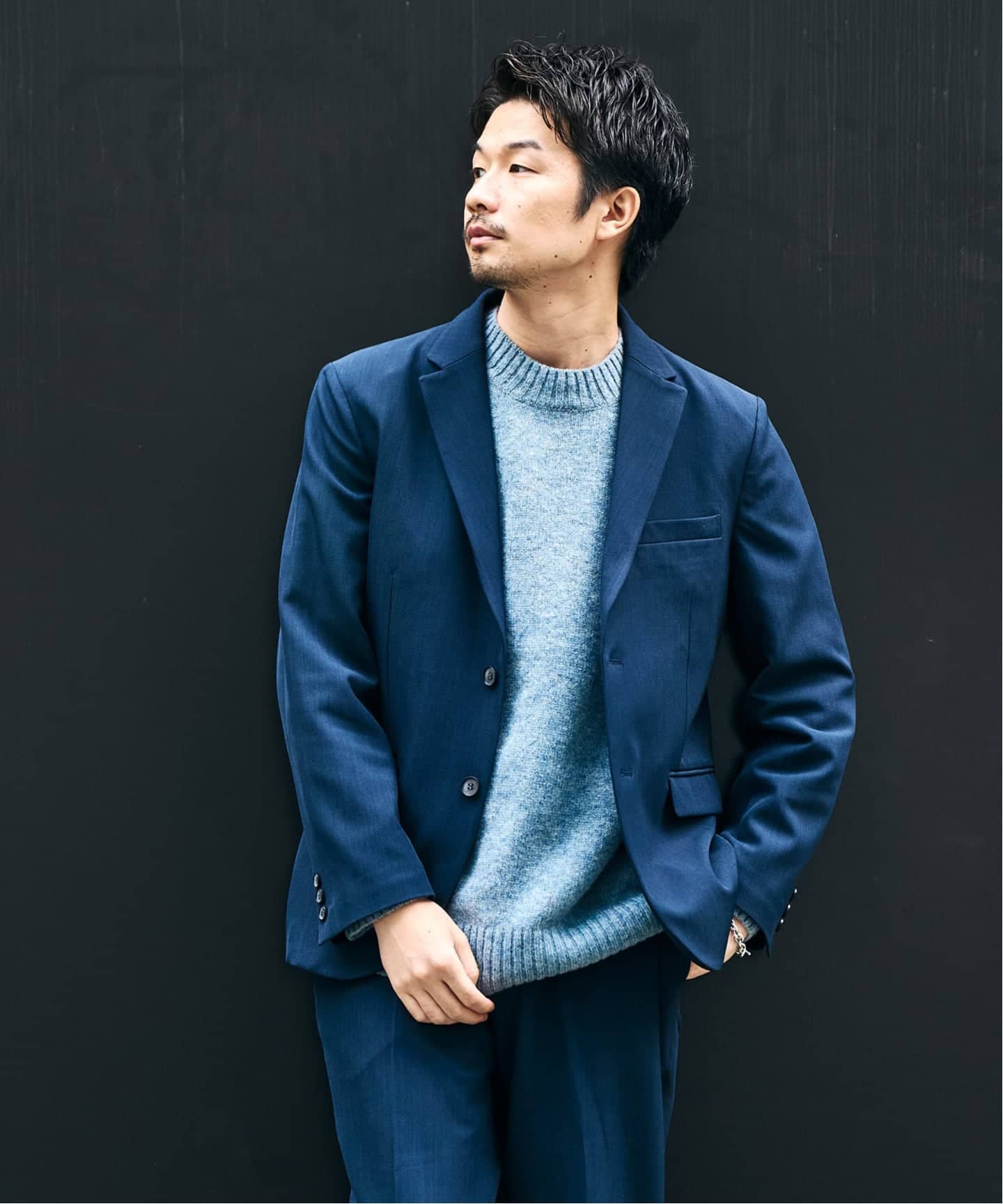 417 EDIFICE ヘリンボーン イージー スーツ セットアップ L 417 EDIFICE イージー スーツ セットアップ L グレー ヘリンボーン