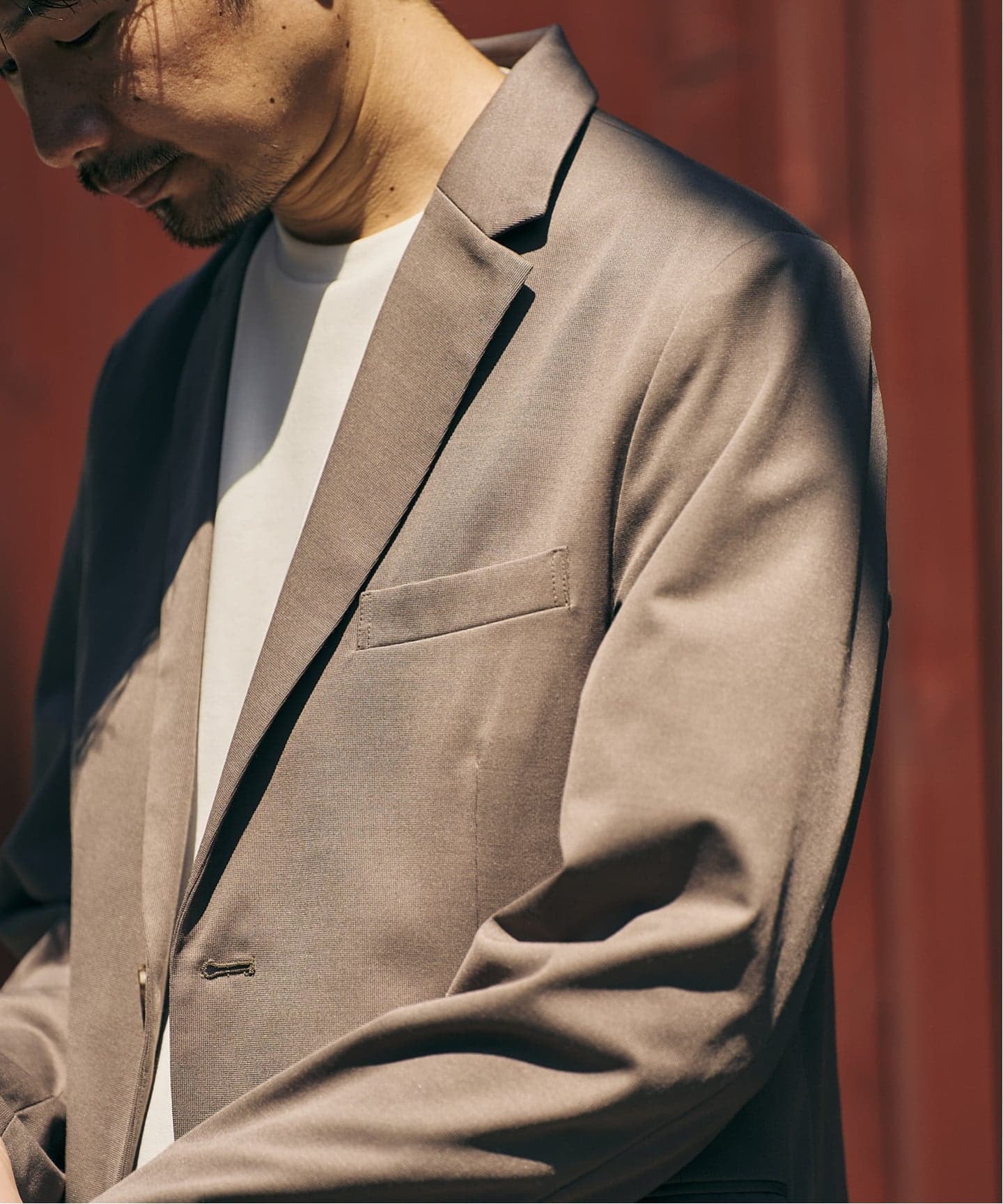 EDIFICEエディフィスSOLOTEXセットアップスーツ ストレッチカーキLM 417 EDIFICE｜SOLOTEX ⁄ ソロテックス トリコット セットアップ