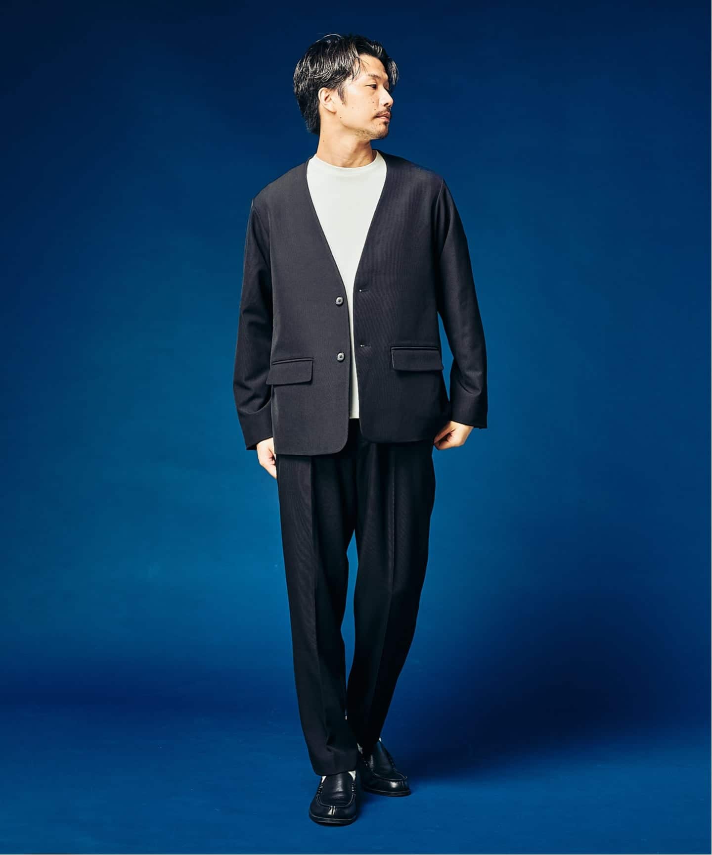 4WAYストレッチ” ノーカラージャケット（テーラードジャケット）｜417