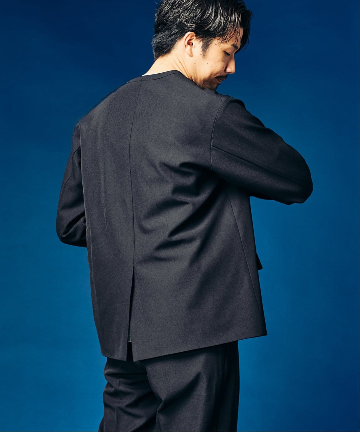 4WAYストレッチ” ノーカラージャケット（テーラードジャケット）｜417