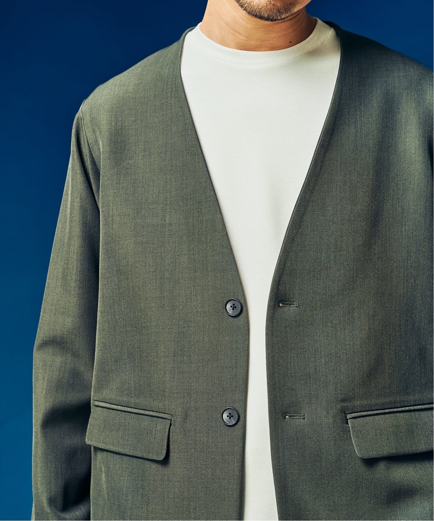 4WAYストレッチ” ノーカラージャケット（テーラードジャケット）｜417