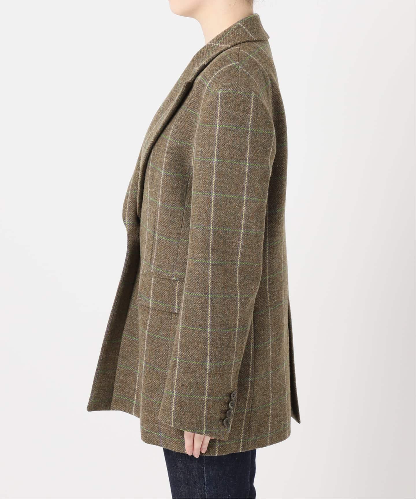 秋冬▼ジャーナルスタンダード　ウール　ツイード　テーラードジャケット　ブレザー　ダークカーキ　JOURNAL STANDARD　Lサイズ メンズ