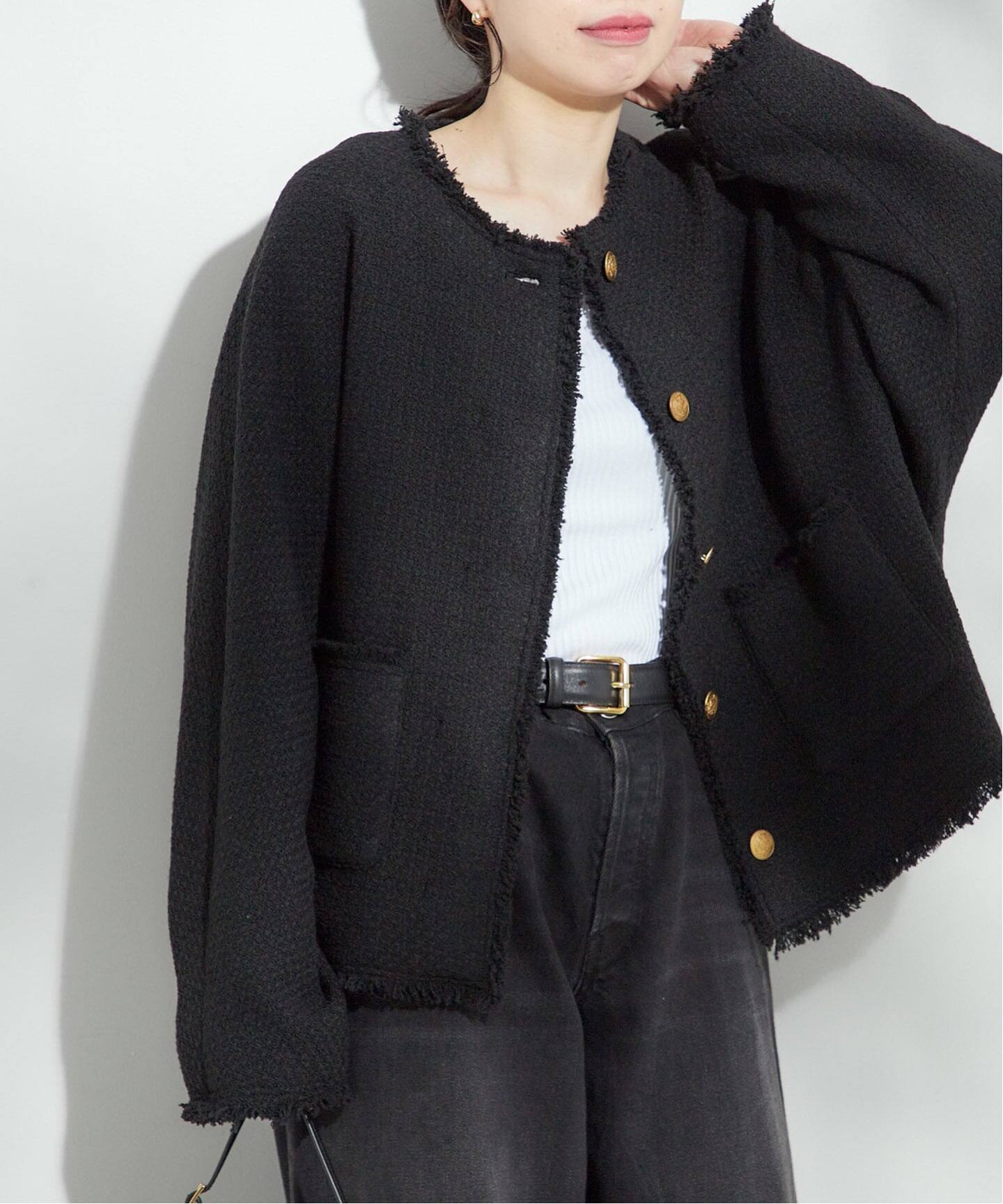 追加2》GIOLICATWEED ドルマンジャケット（ノーカラージャケット