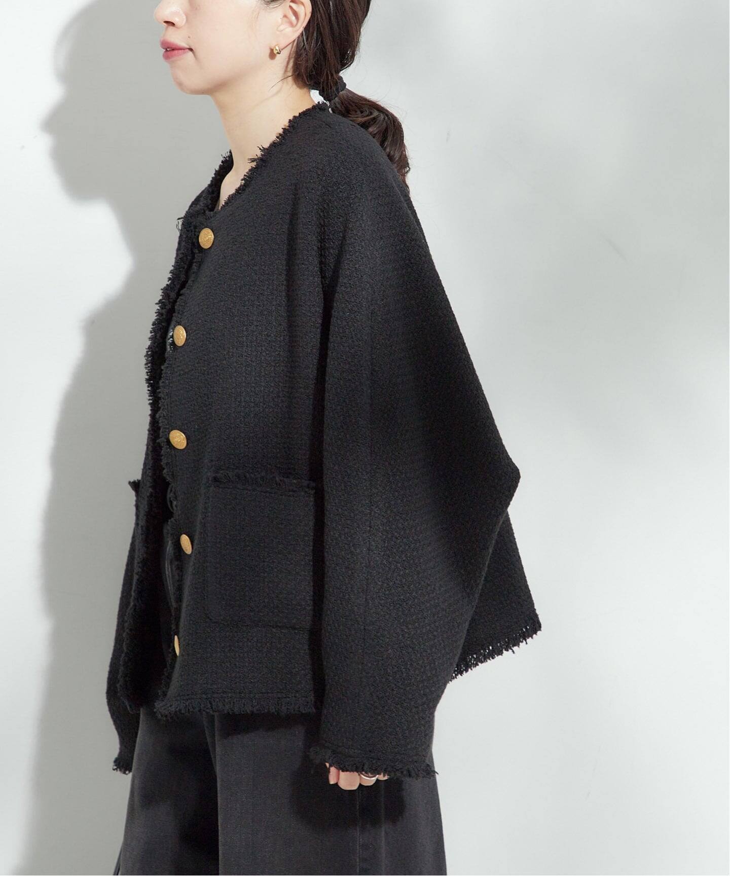 追加2》GIOLICATWEED ドルマンジャケット（ノーカラージャケット