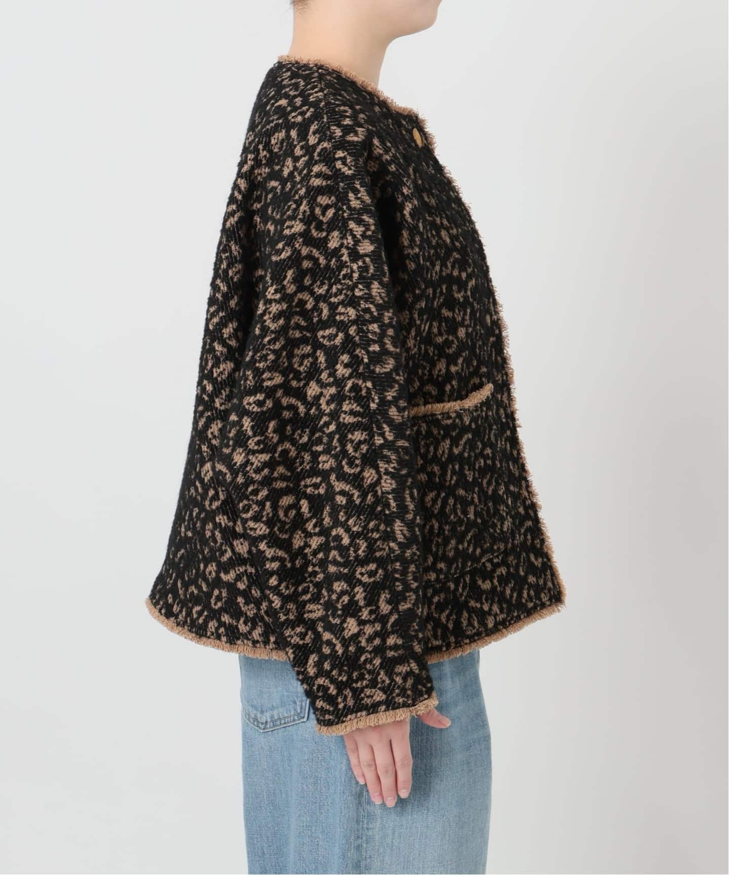 JOURNAL STANDARD L'ESSAGE ブルゾン　豹柄　レオパード SP】GIOLICA LEOPARDドルマンジャケット（ノーカラージャケット