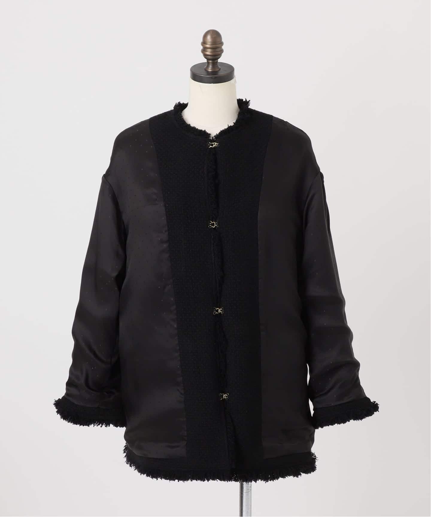 ジャーナルスタンダードレサージュ　GIOLICAツイード BIGジャケット　黒 GIOLICAツイードBIGジャケット（ノーカラージャケット