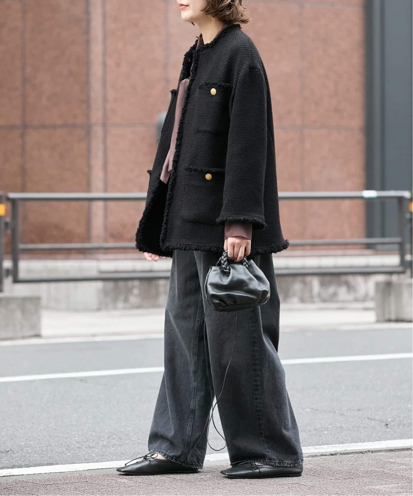 追加2》GIOLICAツイードBIGジャケット（ノーカラージャケット