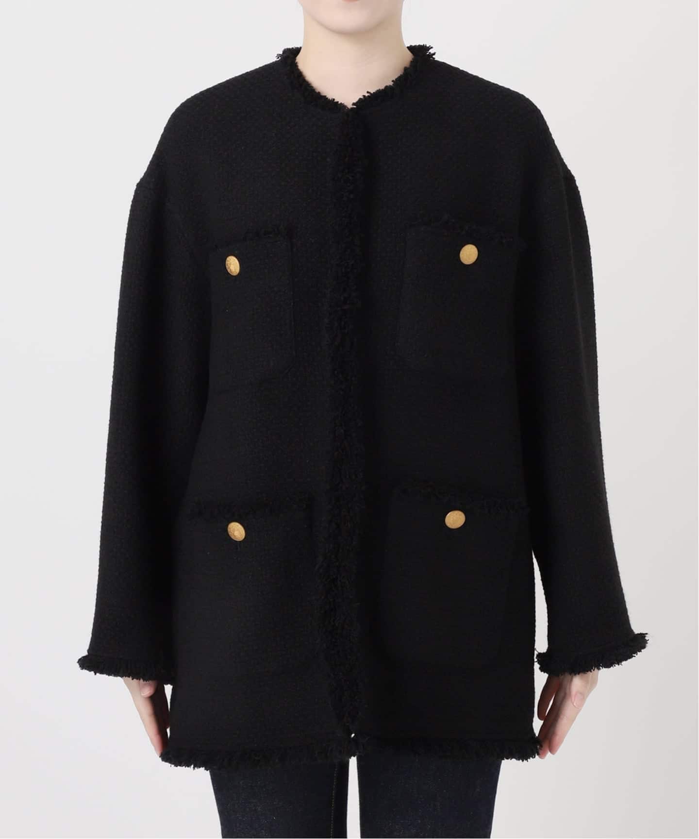 追加2》GIOLICAツイードBIGジャケット（ノーカラージャケット