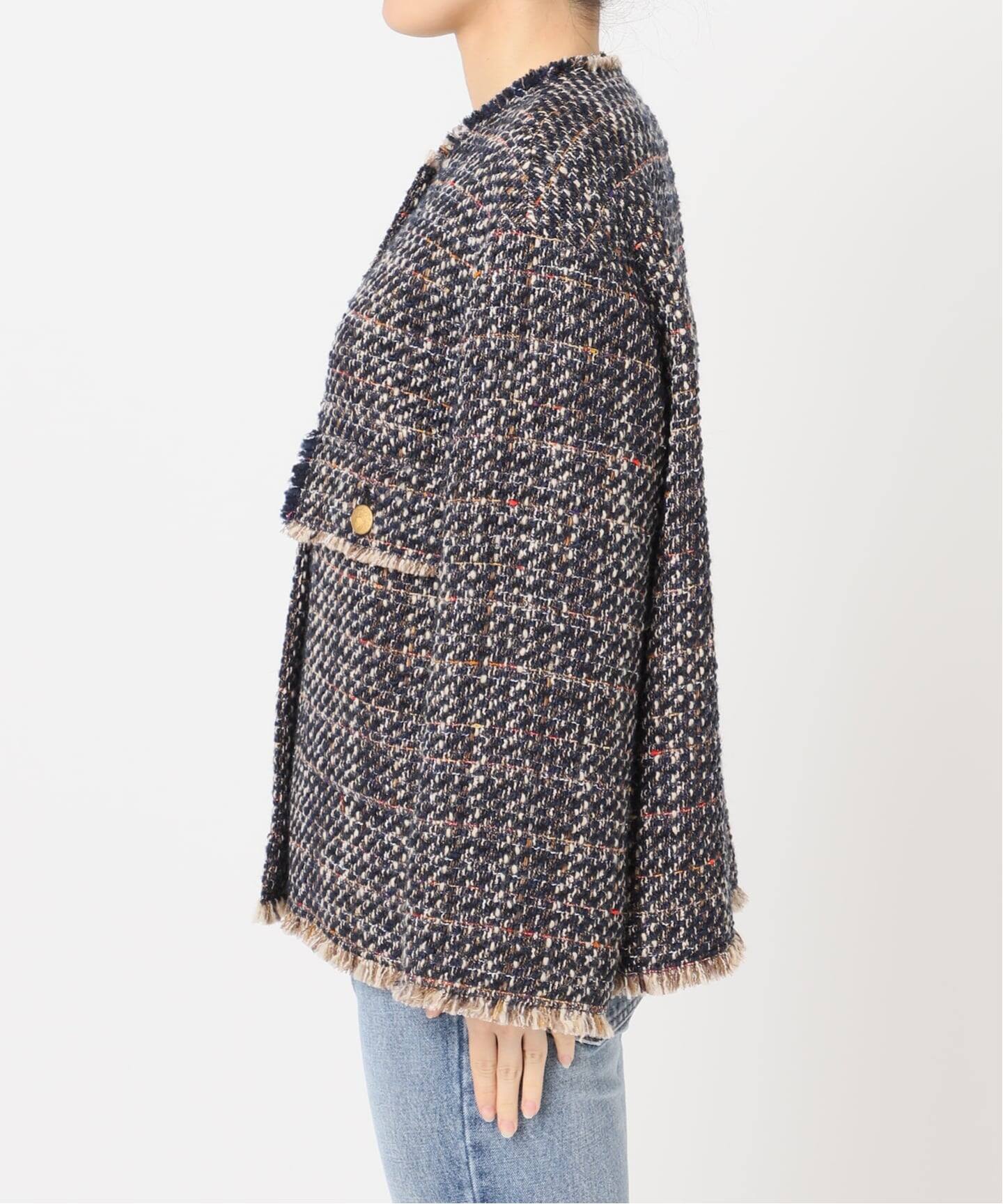 SP】GIOLICAツイードワイドジャケット（ノーカラージャケット