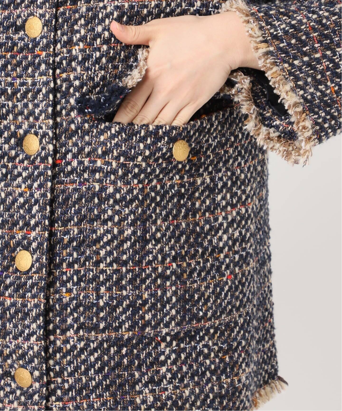 SP】GIOLICAツイードワイドジャケット（ノーカラージャケット