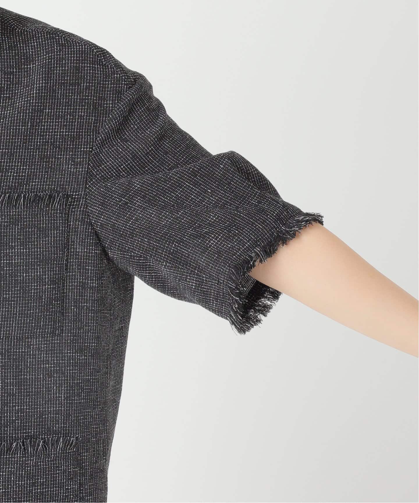 【美品】ジャーナルスタンダードレリューム／TWEEDクルーネックジャケット SP》TWEEDショートスリーブジャケット（ノーカラージャケット