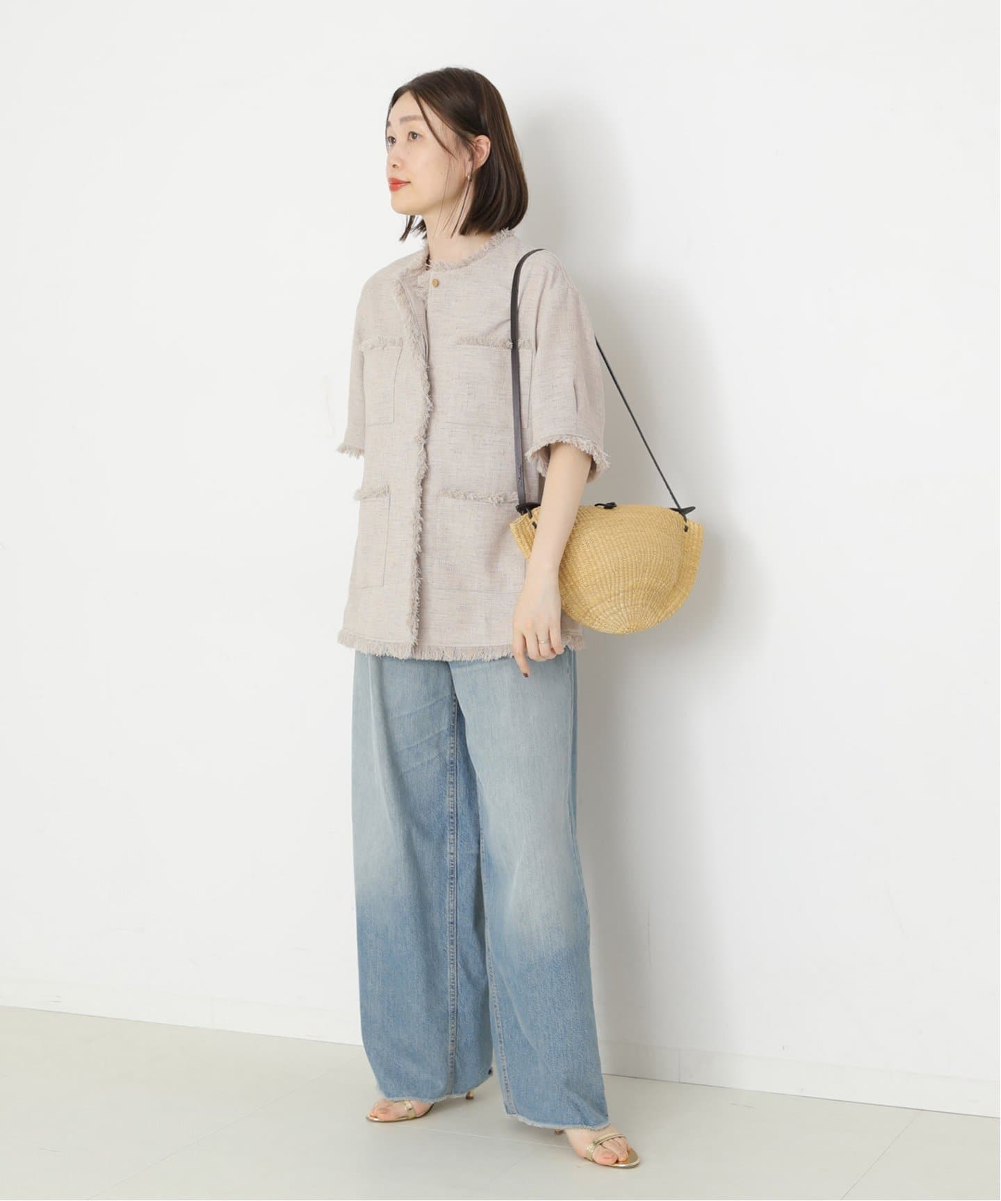 ★ JEANS★ ショートスリーブ ツイードジャケット 追加》【SP】TWEEDショートスリーブジャケット（ノーカラー