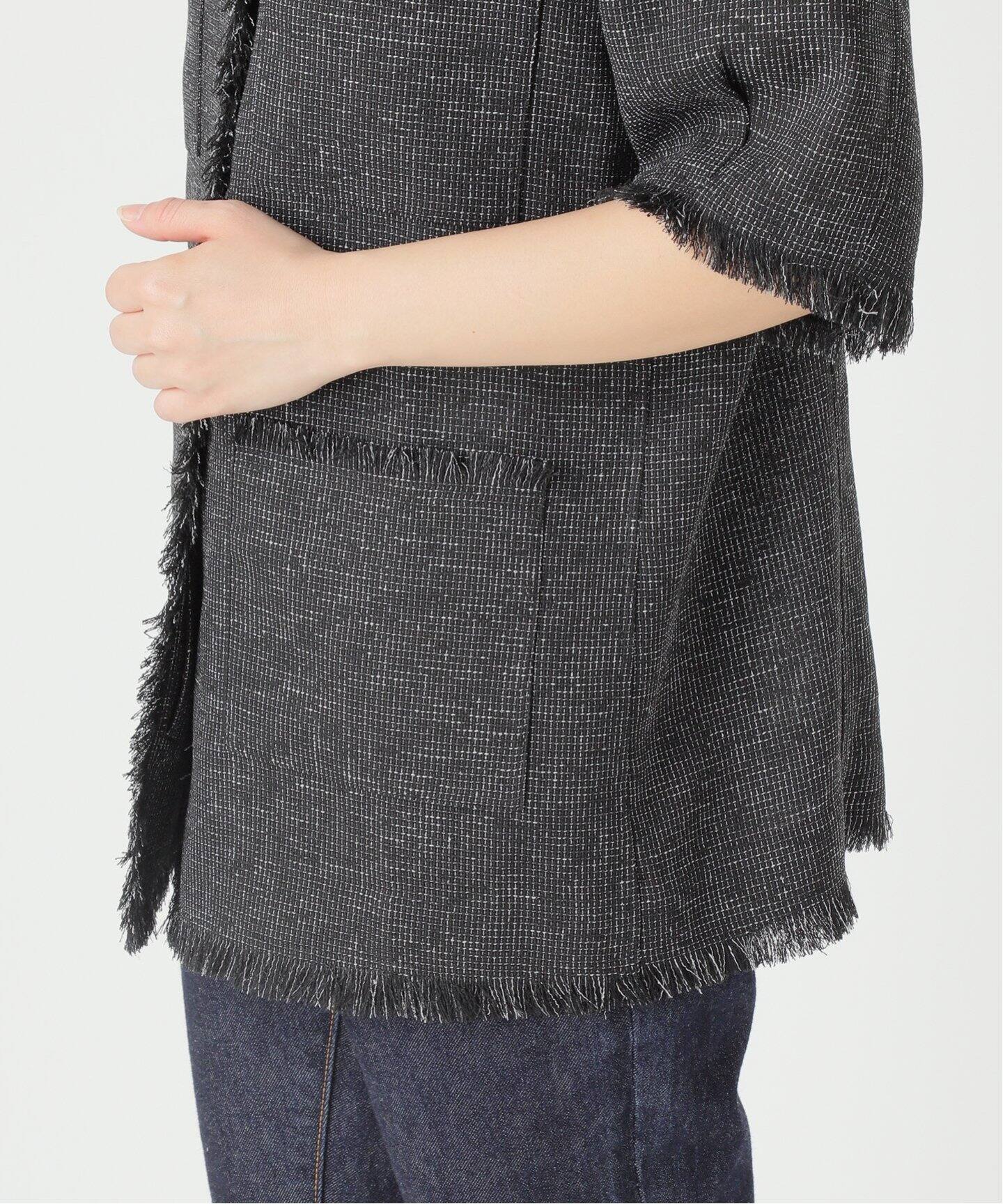 【美品】united arrows ツイードショートスリーブジャケット 追加》【SP】TWEEDショートスリーブジャケット（ノーカラー
