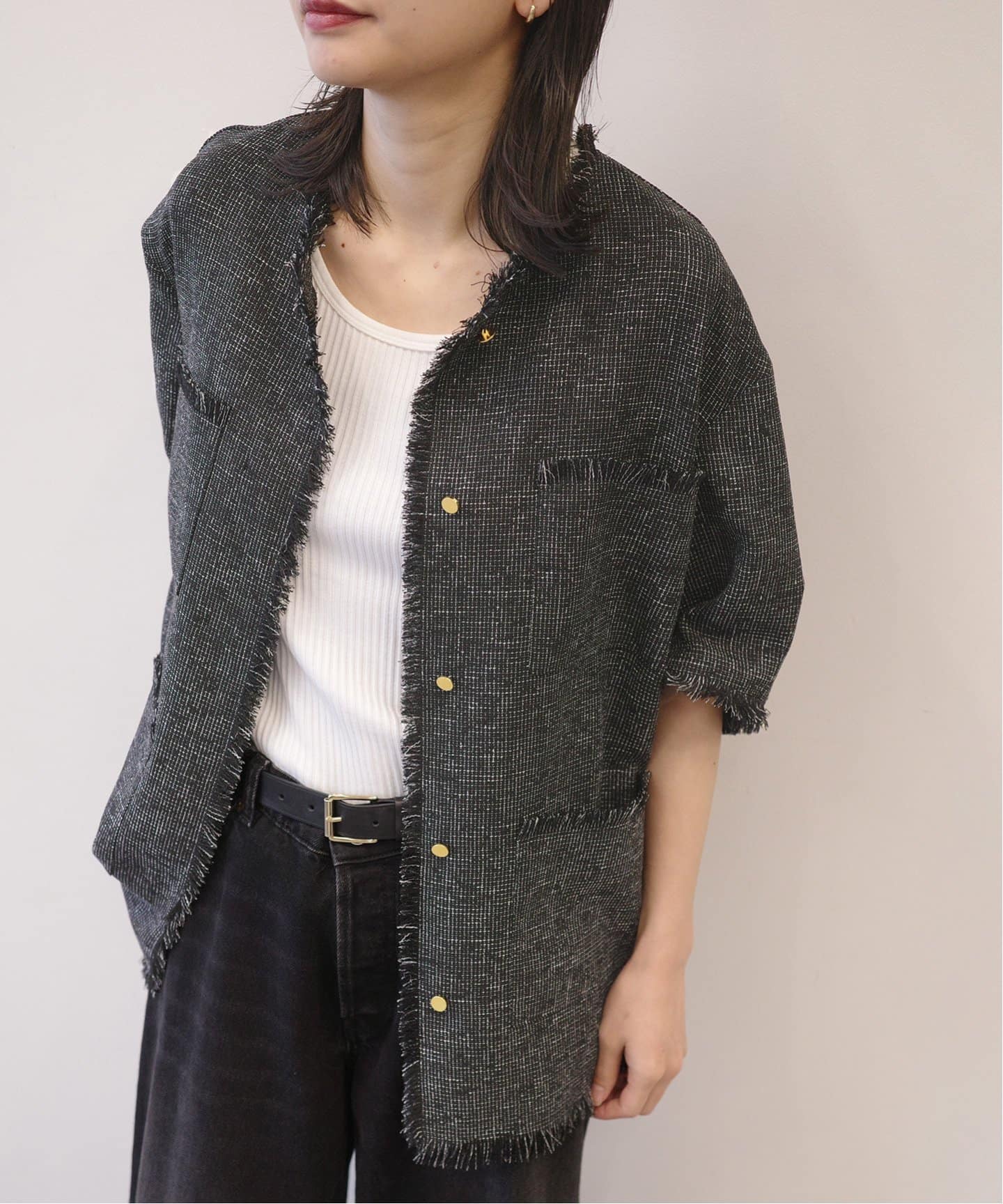 関税・送料込み!【国内発送】SANDRO Short Tweed ジャケット SANDRO Short Tweed Jacket in Blue | endource