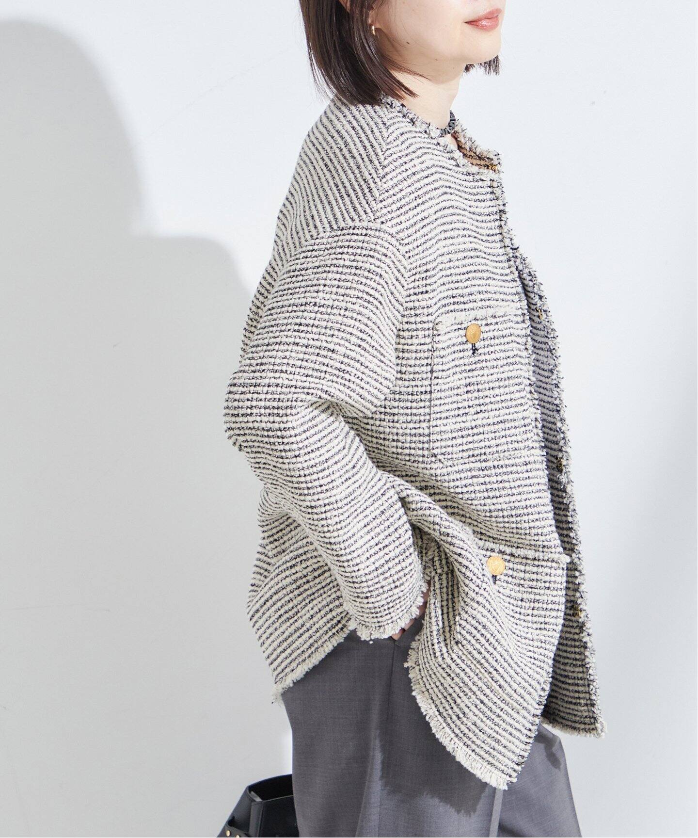 GIOLICAツイードBIGジャケット（ノーカラージャケット）｜JOURNAL  