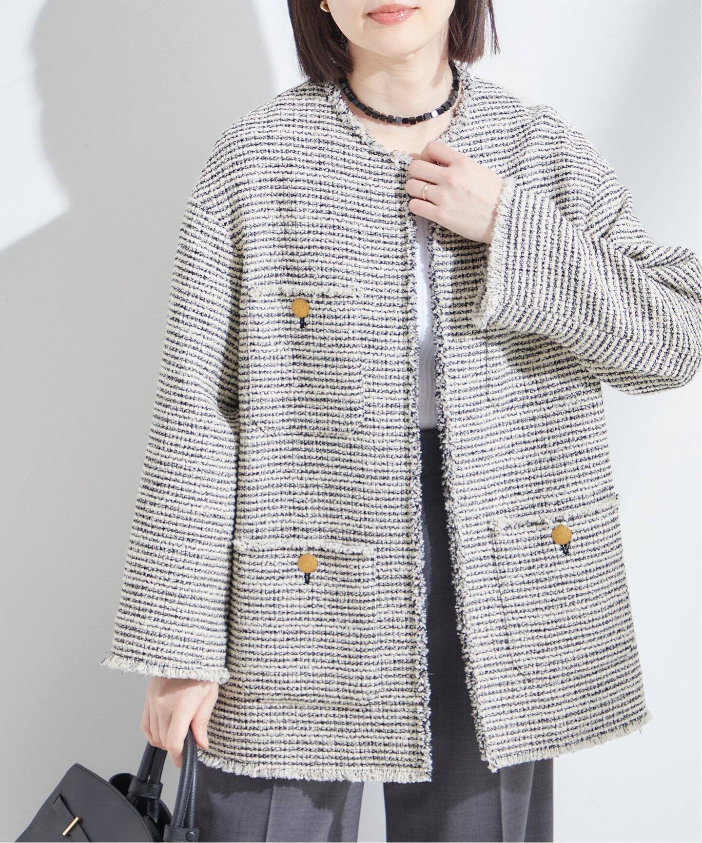 GIOLICAツイードBIGジャケット（ノーカラージャケット）｜JOURNAL  