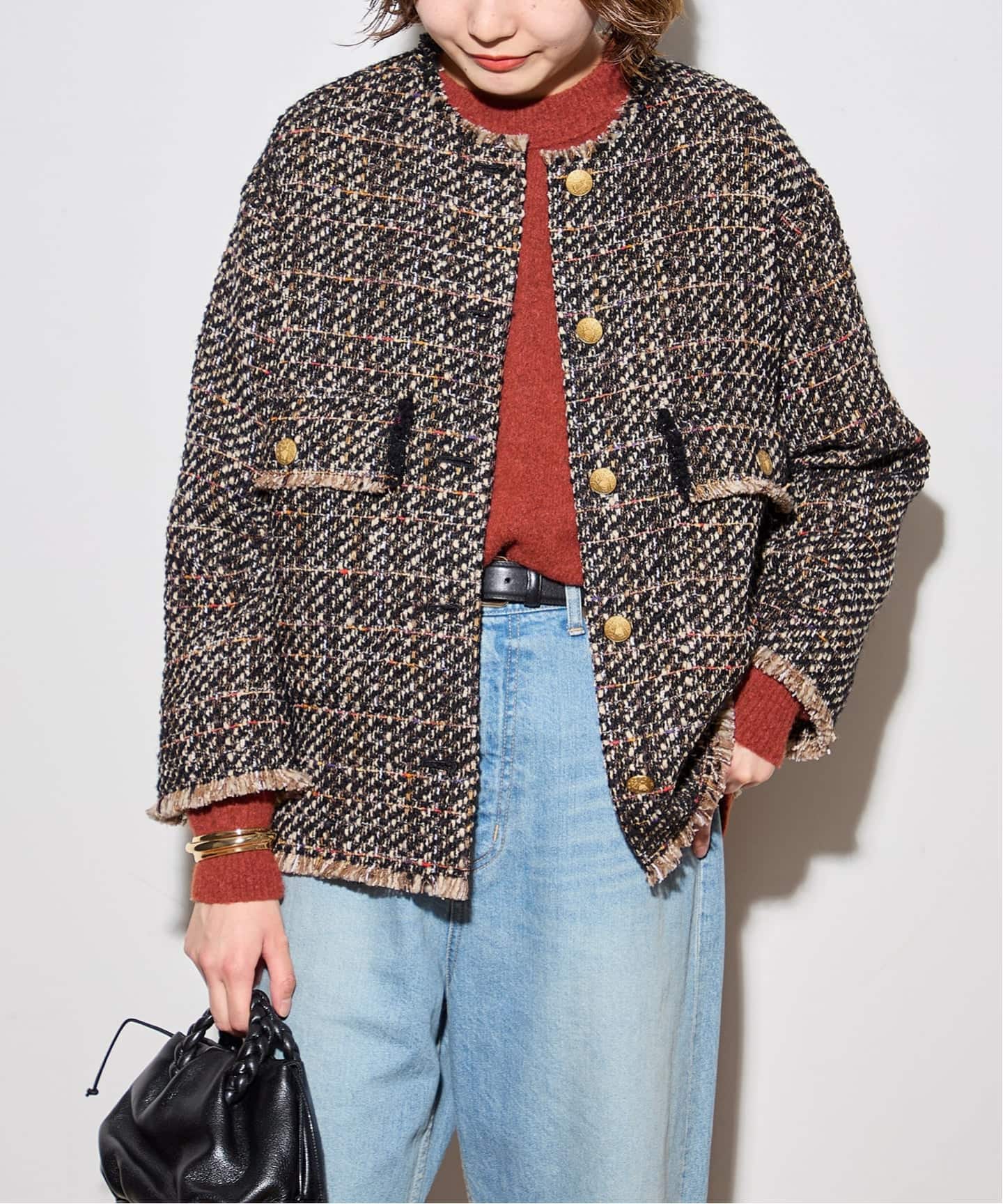 JOURNAL STANDARD L'ESSAGE GIOLICAジャケット GIOLICAツイードBIGジャケット（ノーカラージャケット