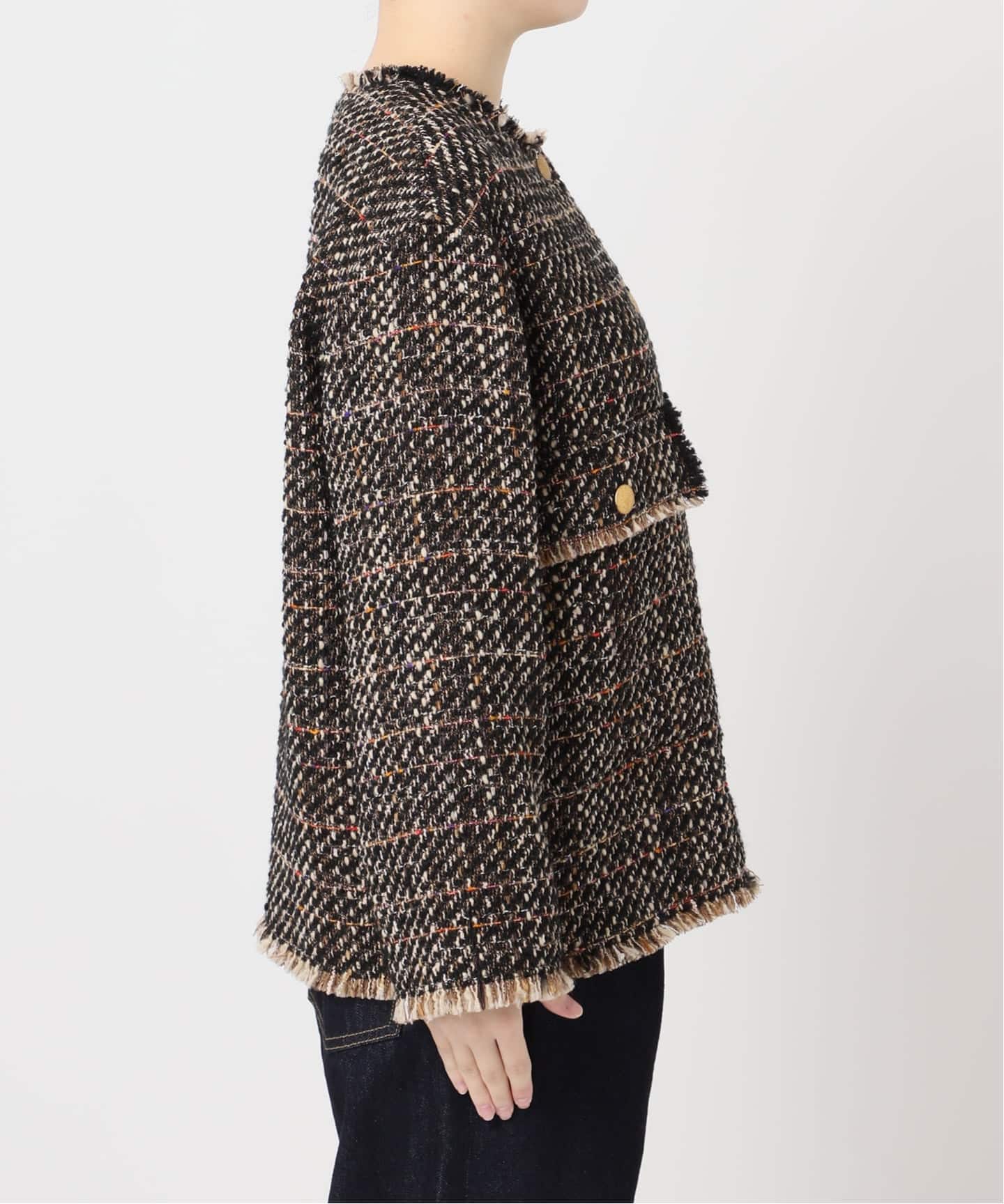 予約》【SP】GIOLICAツイードWIDEジャケット（ノーカラー