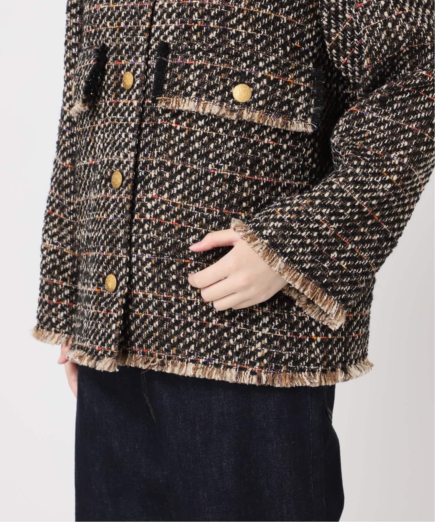 journal standard L'essage GIOLICA ツイードジャ セール】《SP》GIOLICAツイードWIDE ジャケット（ノーカラージャケット