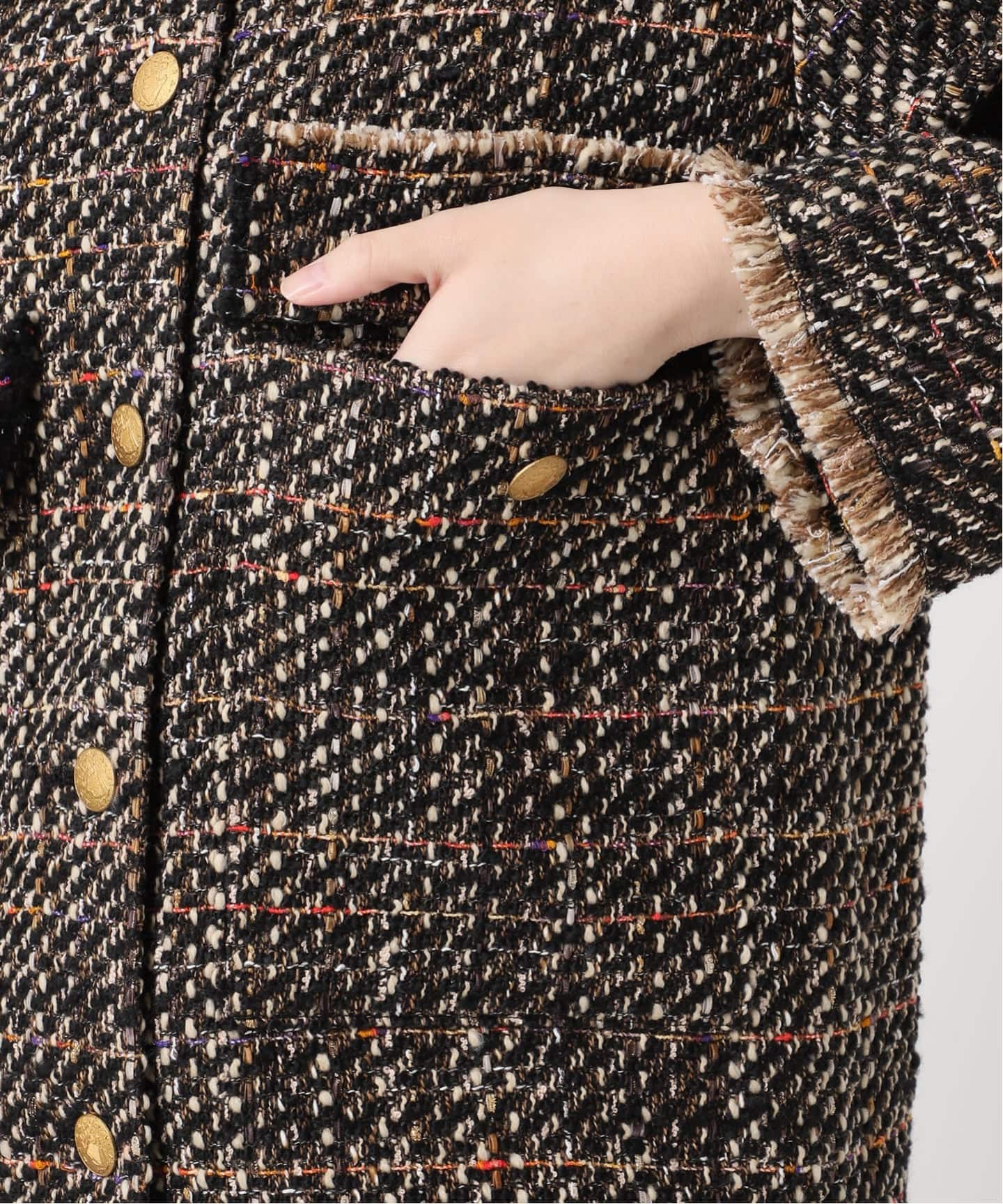 journal standard L'essage GIOLICA ツイードジャ セール】《SP》GIOLICAツイードWIDE ジャケット（ノーカラージャケット